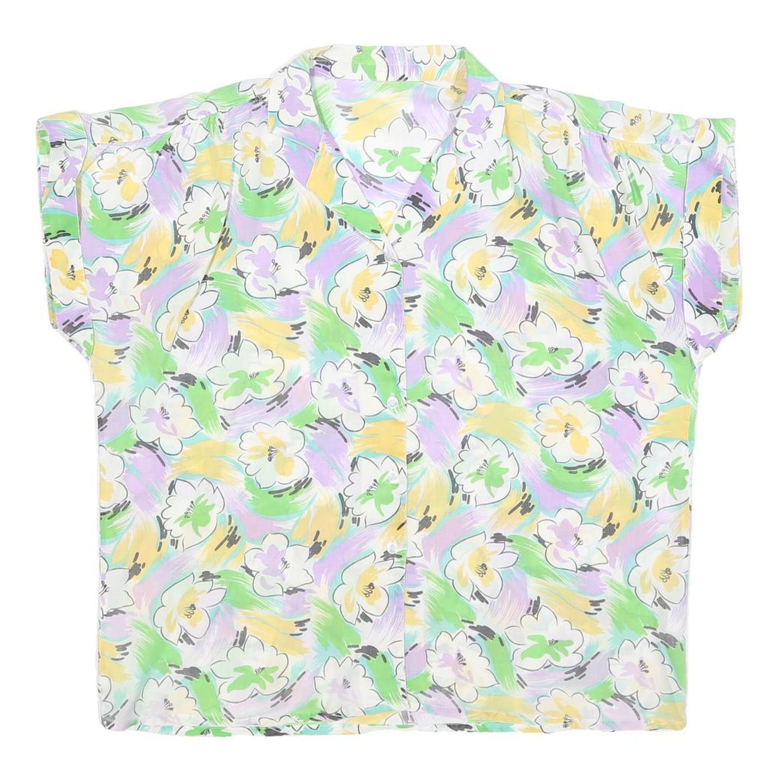 Buy Womens White Green & Yellow Floral Printed Shirt Short Sleeve Collared L Summer Refurbished - $18.19 Womens White Green & Yellow Floral Printed Shirt Short Sleeve Collared L Summer Refurbished - N/A refurbished available on Cerqular