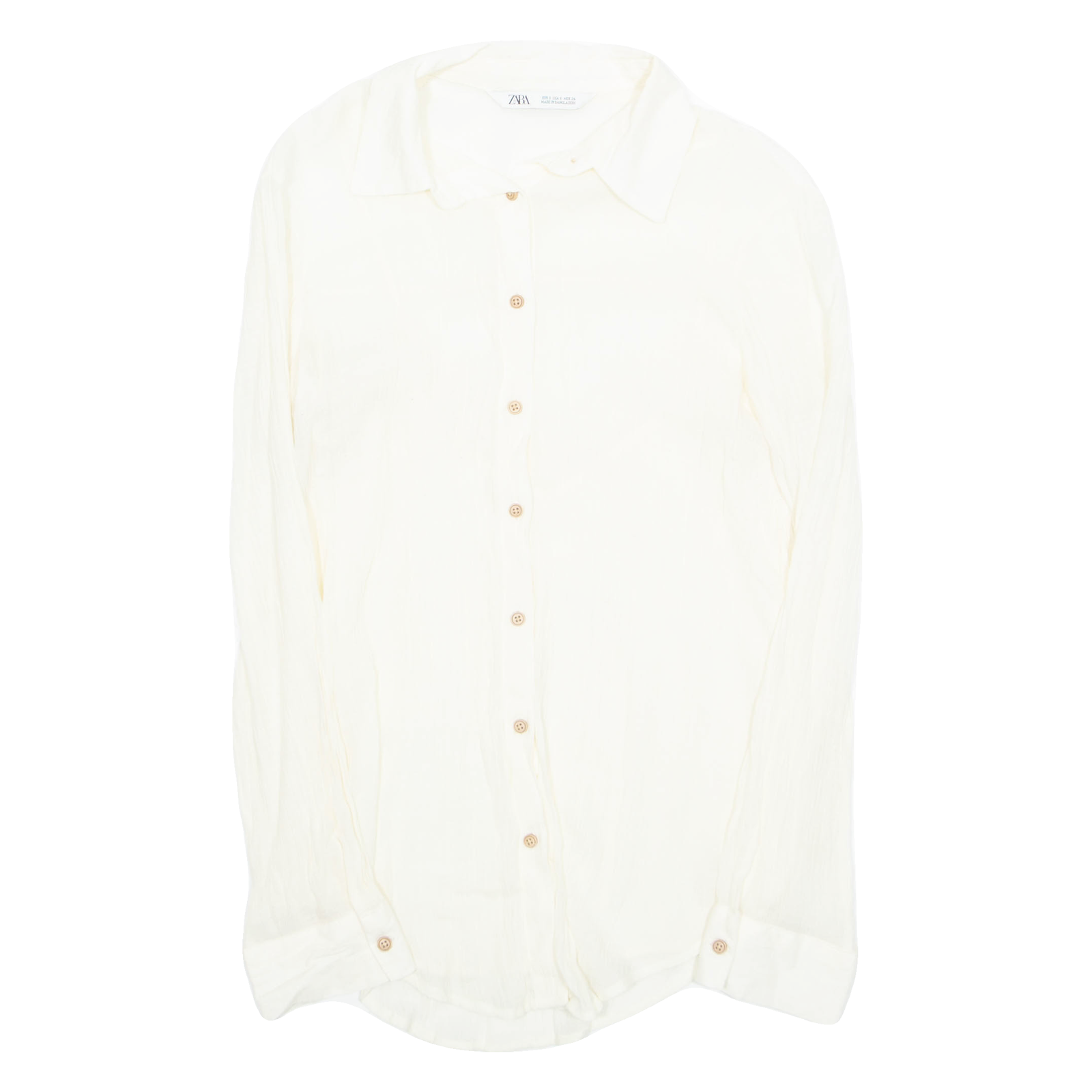 ZARA Womens Shirt Cream Collared Long Sleeve S Refurbished - N/A refurbished available on Cerqular