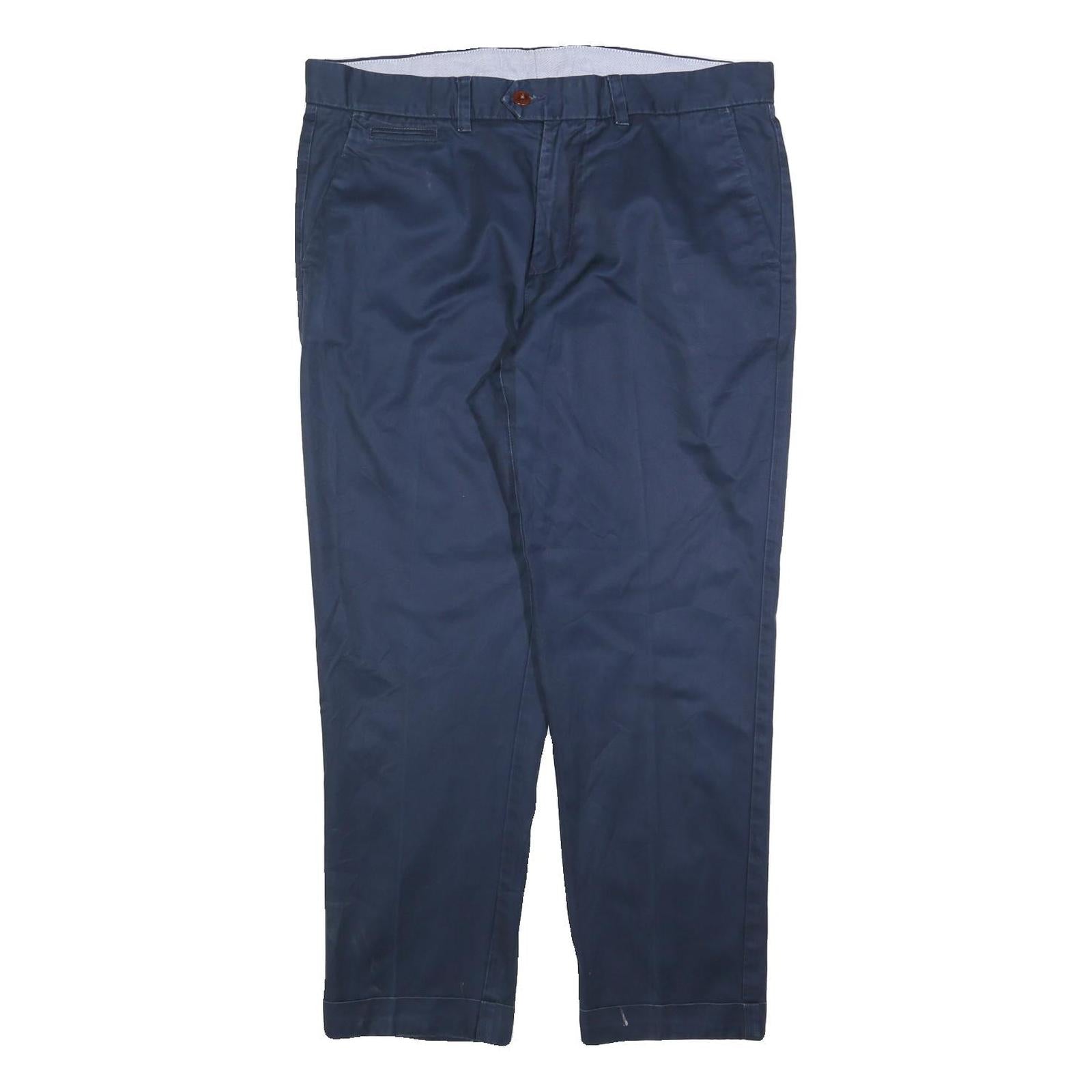 TOMMY HILFIGER Mens Cotton Blend Navy Blue Regular Straight Trousers W36 L30 Refurbished - N/A refurbished available on Cerqular