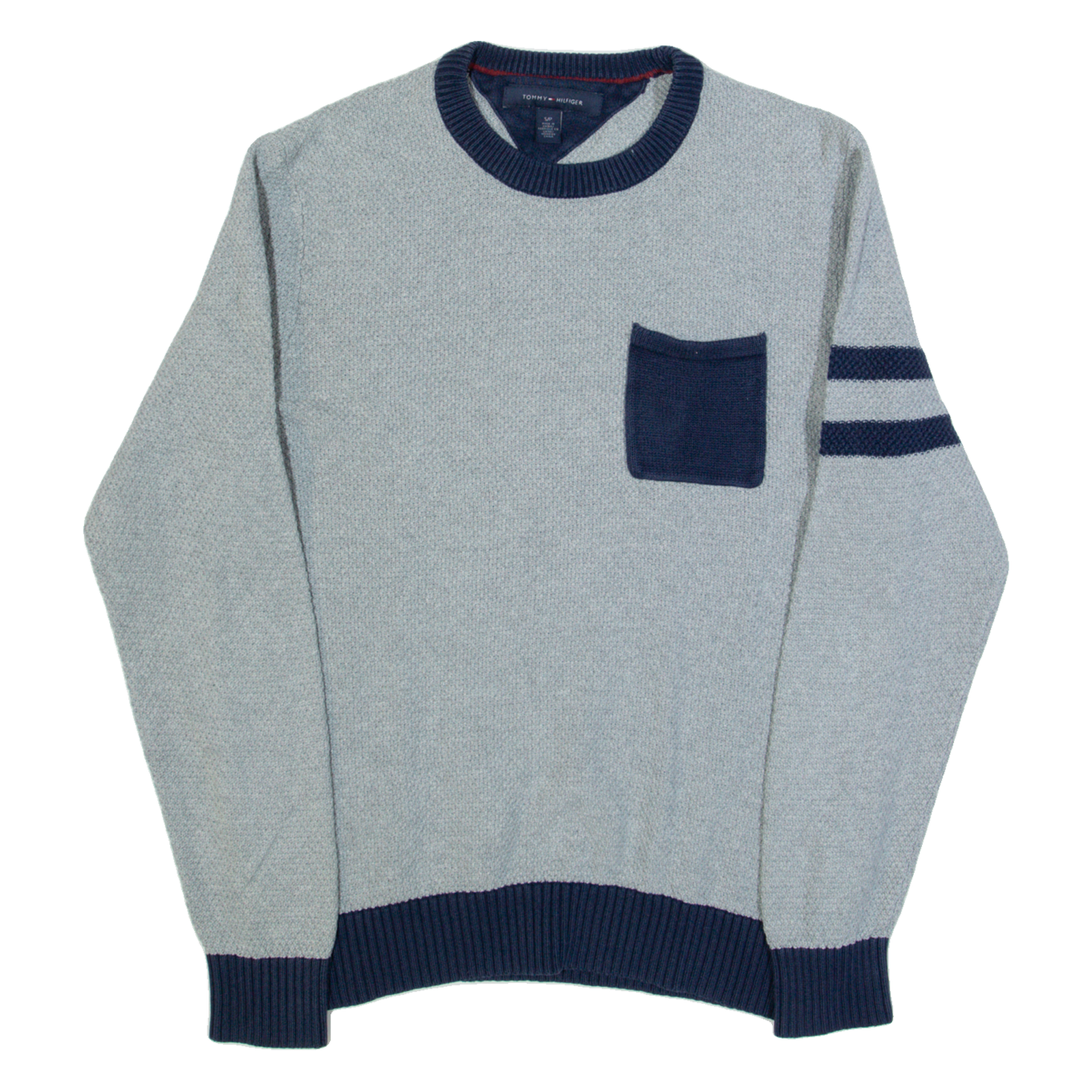 TOMMY HILFIGER Mens Jumper Grey Tight Knit S Refurbished - N/A refurbished available on Cerqular