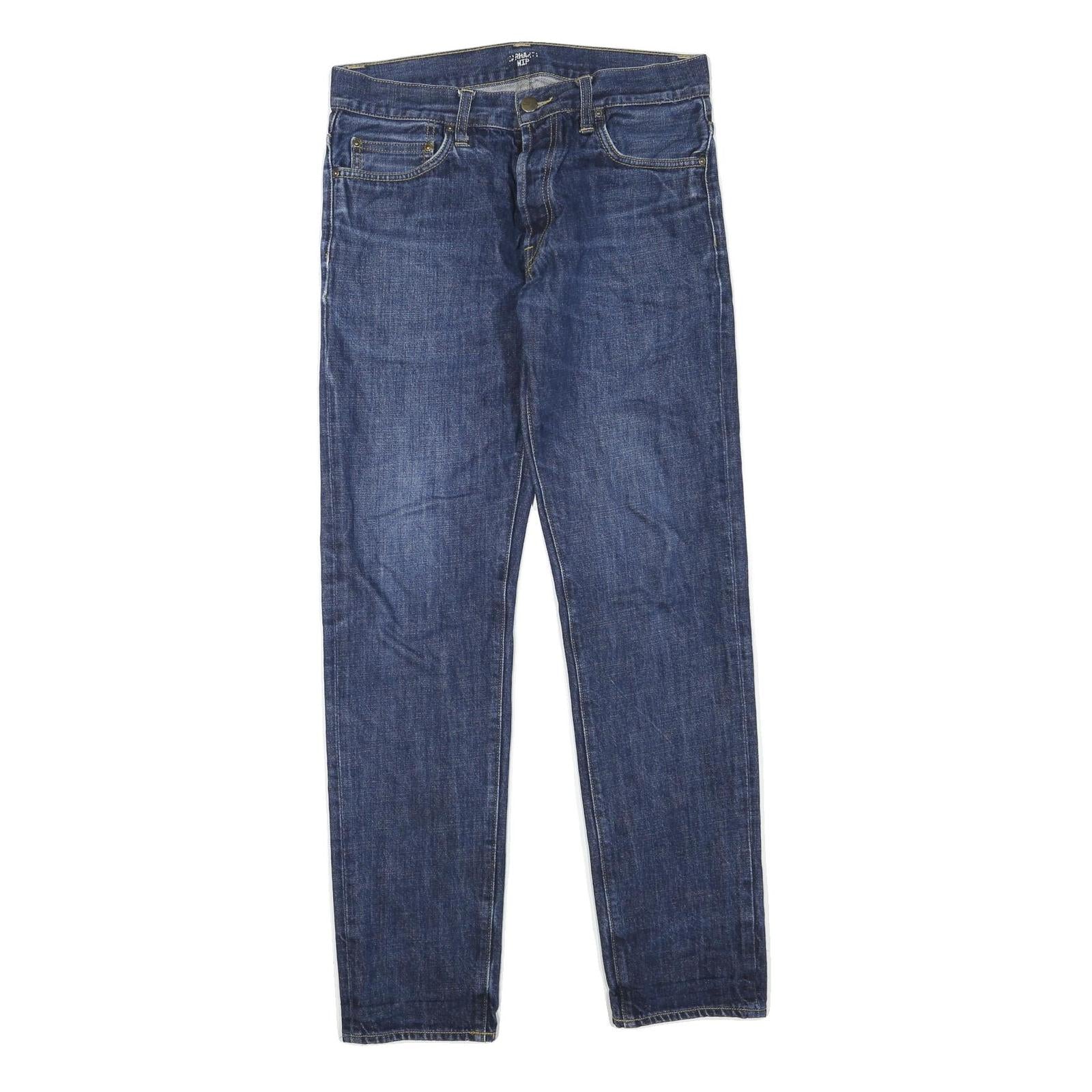 CARHARTT Mens Jeans Blue Regular Straight Denim Raw W32 L32 Button Closure Refurbished - N/A refurbished available on Cerqular
