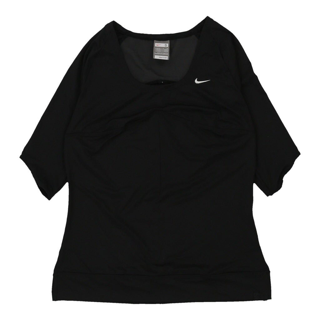 Nike T-Shirt - Small Black Polyester Refurbished - Thrifted (note: this is a term often used to describe second- refurbished available on Cerqular