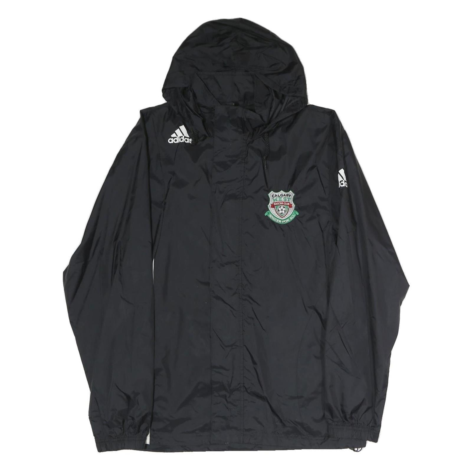 ADIDAS Mens Black Soccer Club Hooded Zip Jacket M Polyester Plain Sportswear Refurbished - N/A refurbished available on Cerqular