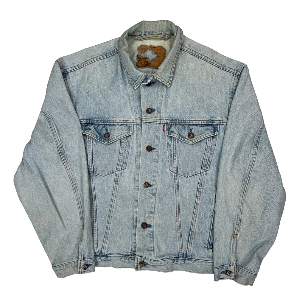 Levis Denim Jacket - Large Light Wash Denim Refurbished - Thrifted (note: this is a term often used to describe second- refurbished available on Cerqular