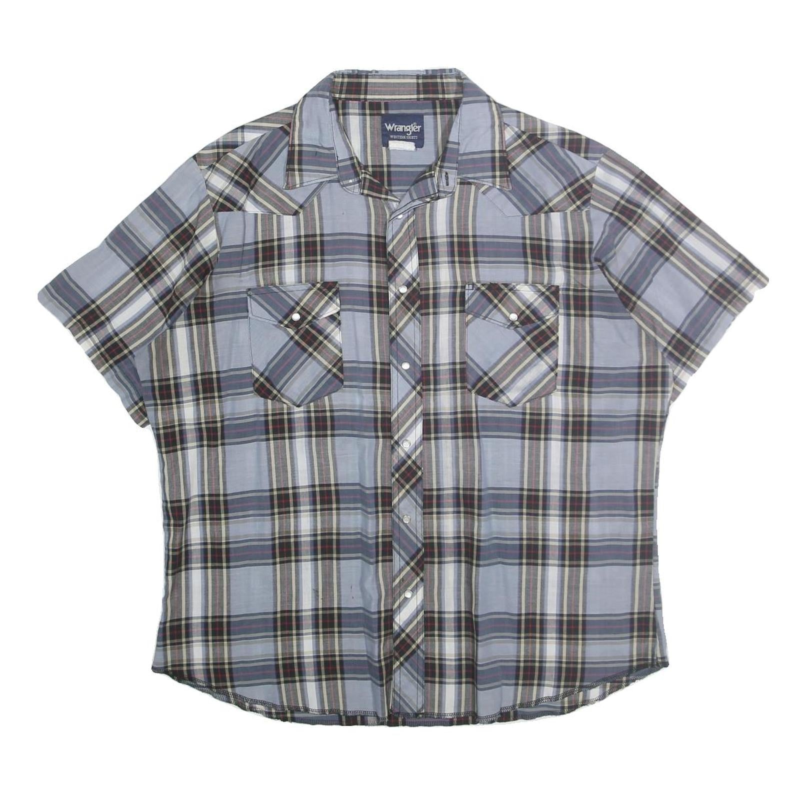Buy WRANGLER Mens Blue Check Shirt L Western Casual Cotton Short Sleeve Refurbished - $33.79 WRANGLER Mens Blue Check Shirt L Western Casual Cotton Short Sleeve Refurbished - N/A refurbished available on Cerqular