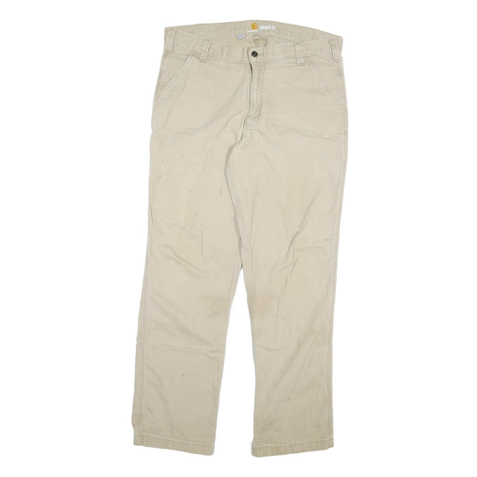CARHARTT Mens Jeans Beige Relaxed Straight Cotton Blend W36 L34 Workwear Zip Refurbished - N/A refurbished available on Cerqular