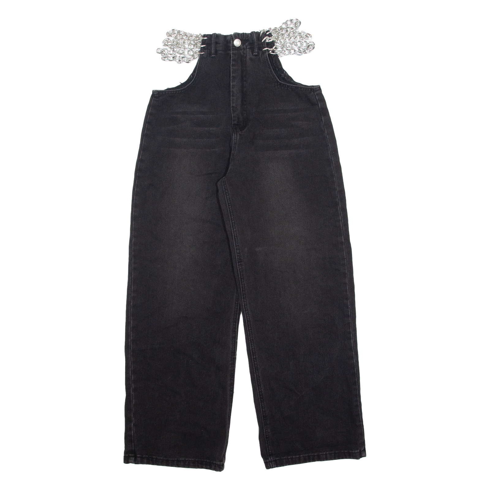 Chain Cut Out Womens Jeans Black Relaxed Straight W26 L28 Refurbished - N/A refurbished available on Cerqular