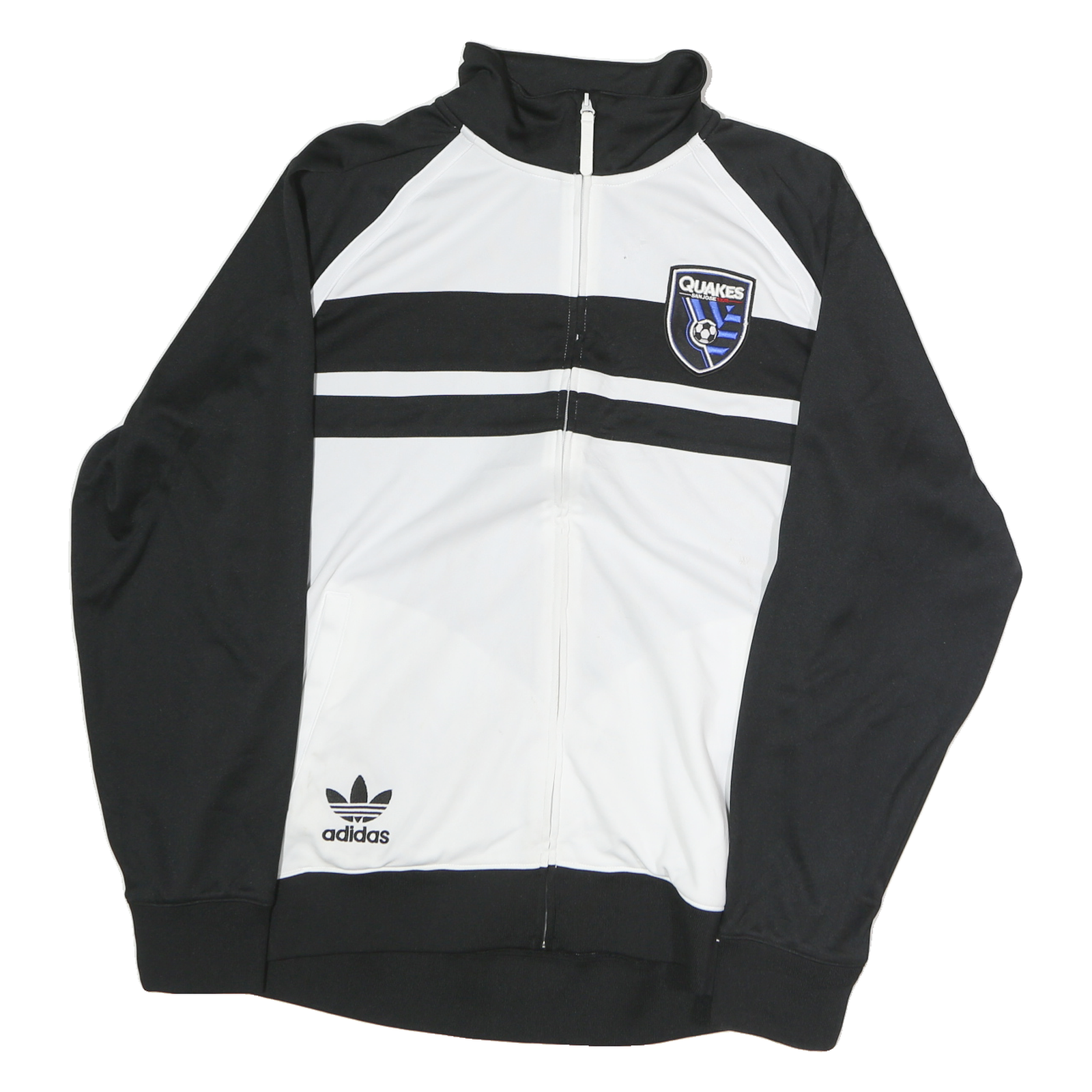 ADIDAS Mens Black & White Quakes Jacket XL Polyester Plain Zip Long Sleeve Refurbished - N/A refurbished available on Cerqular
