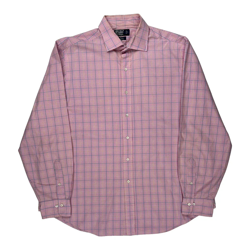 Polo By Ralph Lauren Checked Shirt - XL Pink Cotton Refurbished - Thrifted (note: this is a term often used to describe second- refurbished available on Cerqular
