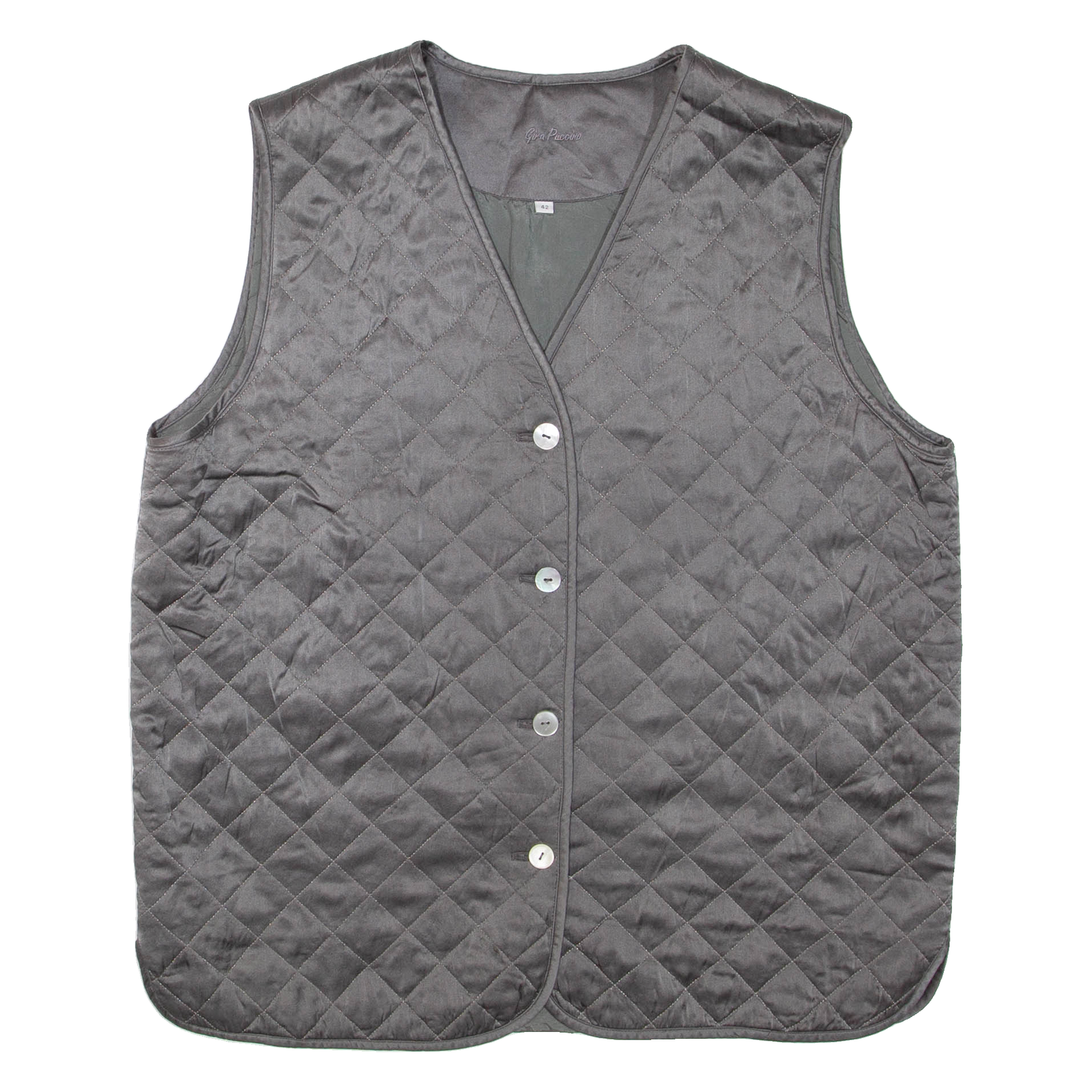 Womens Quilted Gilet Grey Silk L Refurbished - N/A refurbished available on Cerqular