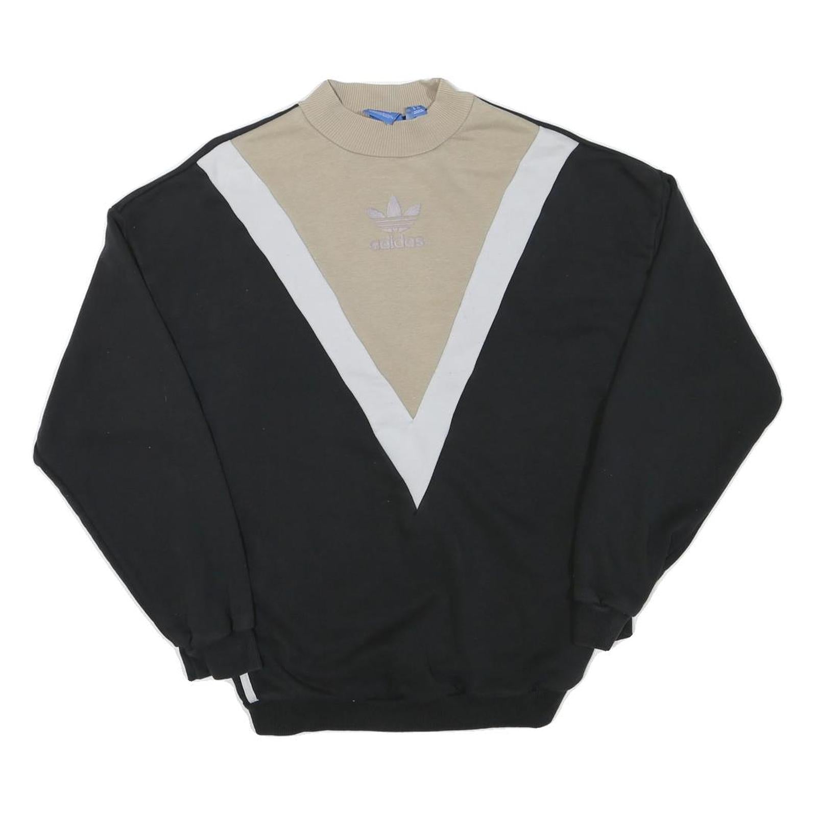 ADIDAS Womens Black & Beige V Panel Crew Neck UK 10 Sweatshirt Cotton Blend Refurbished - N/A refurbished available on Cerqular