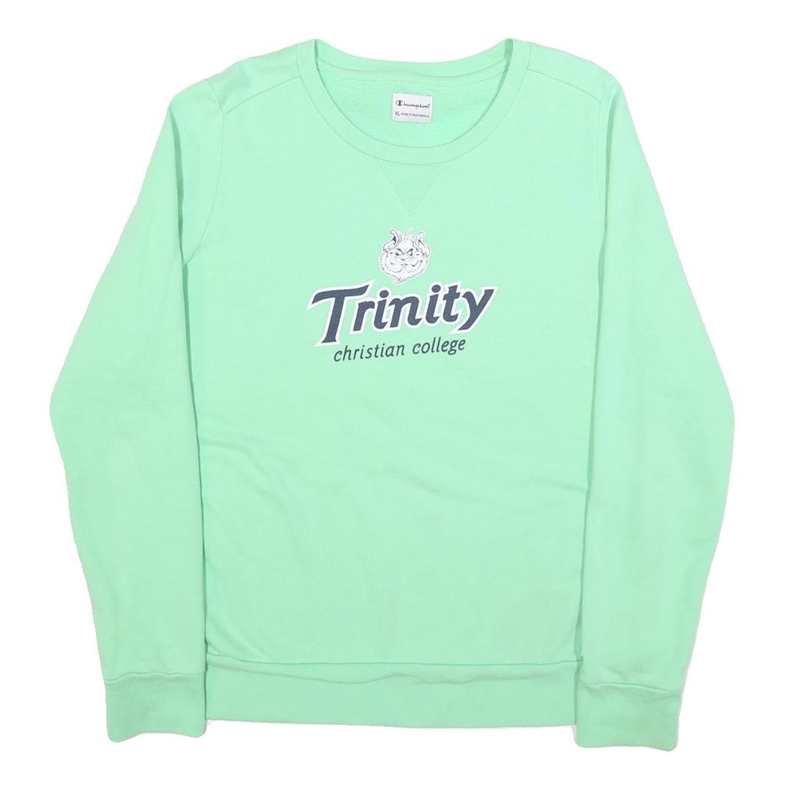 CHAMPION Womens Green Trinity Christian College Crew Neck XL Cotton Blend Refurbished - N/A refurbished available on Cerqular