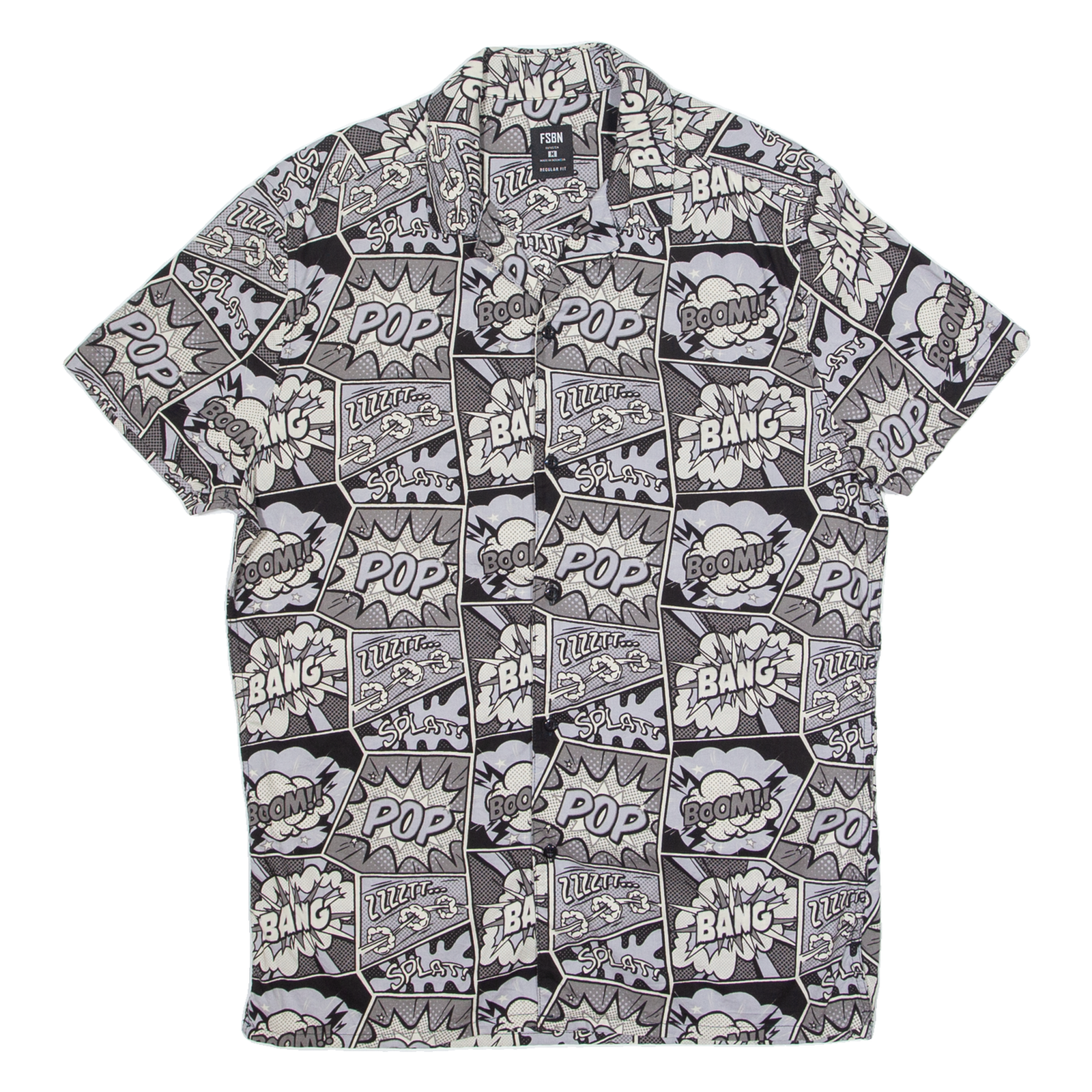 FSBN Pop Art Mens Shirt Grey Crazy Pattern M Refurbished - N/A refurbished available on Cerqular