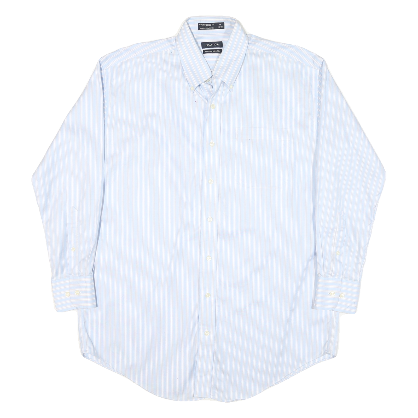 NAUTICA Mens Blue & White Striped Shirt L Button Down Long Sleeve Cotton Refurbished - N/A refurbished available on Cerqular