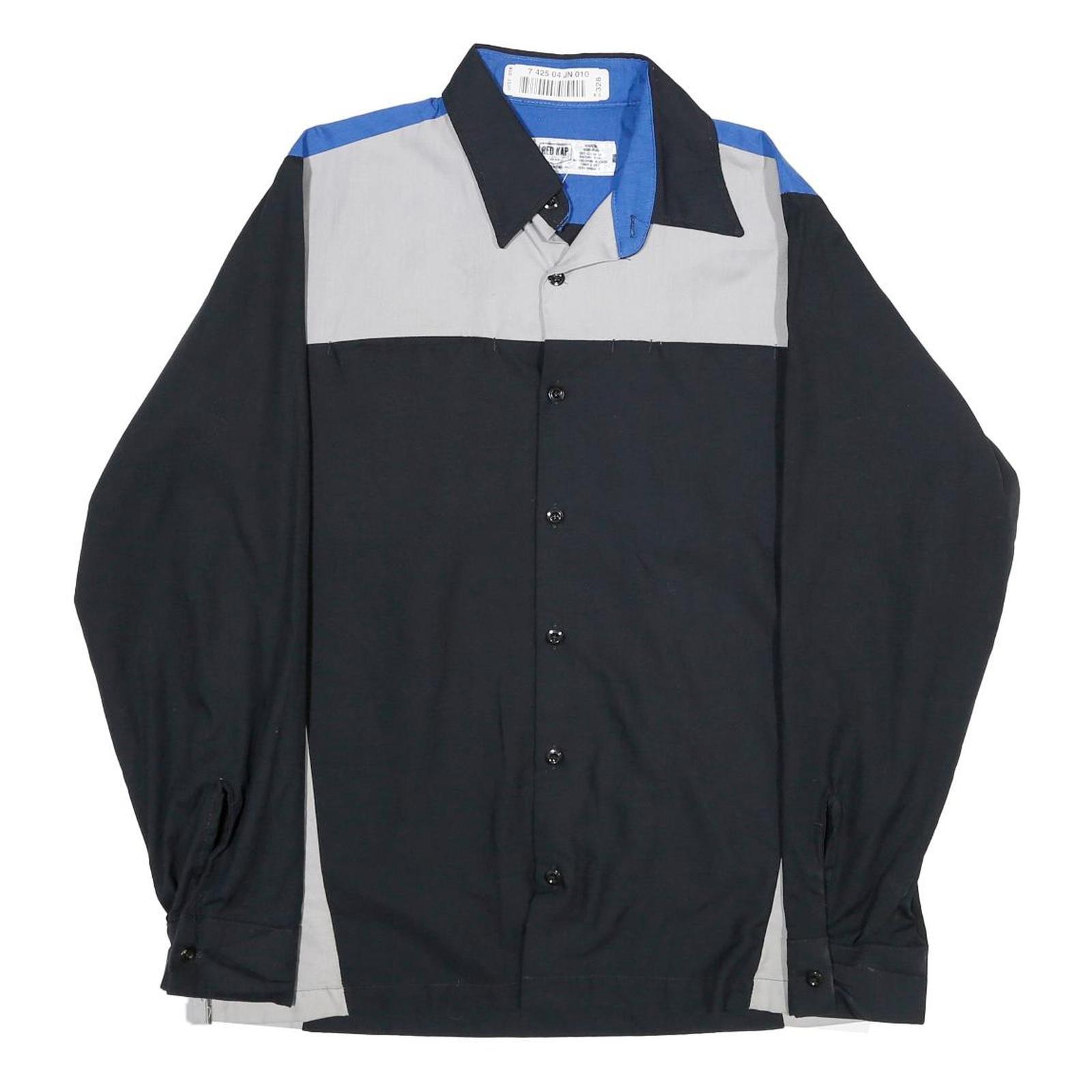 RED KAP Mens Black & Grey & Blue Work Shirt M Volkswagen Logo Patch Long Sleeve Refurbished - N/A refurbished available on Cerqular