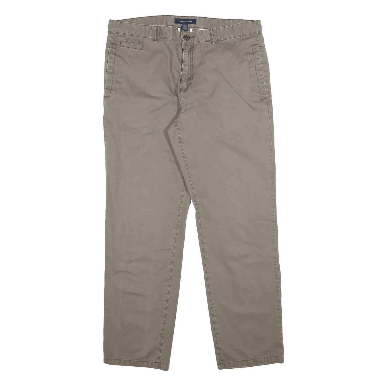 TOMMY HILFIGER Mens Cotton Beige Slim Straight Trousers W36 L32 Casual Wear Refurbished - N/A refurbished available on Cerqular