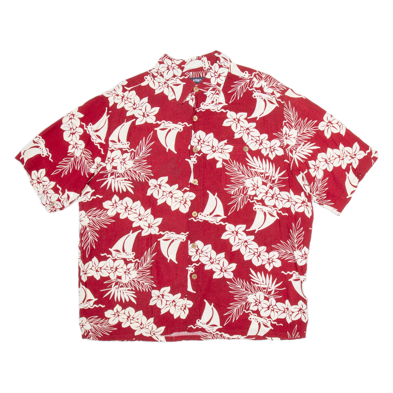 PURITAN Mens Hawaiian Shirt Red Floral L Refurbished - N/A refurbished available on Cerqular
