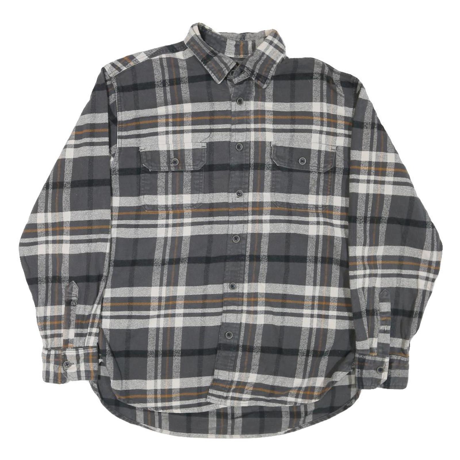 JACHS Mens Grey & Brown Check Shirt L Cotton Blend Casual Long Sleeve Refurbished - N/A refurbished available on Cerqular