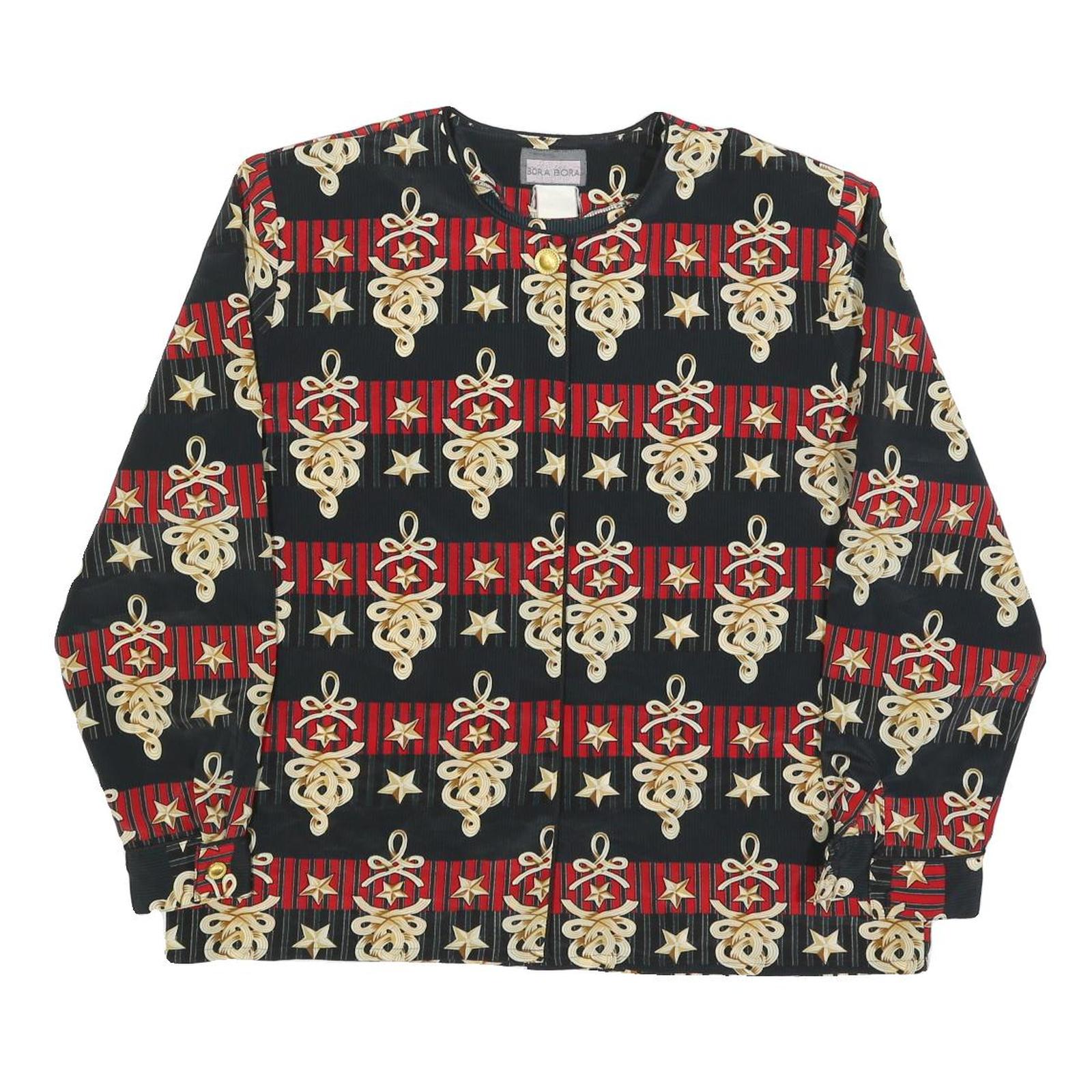 BORA BORA Womens Black & Red Printed Top Long Sleeve Round Neck L Refurbished - N/A refurbished available on Cerqular