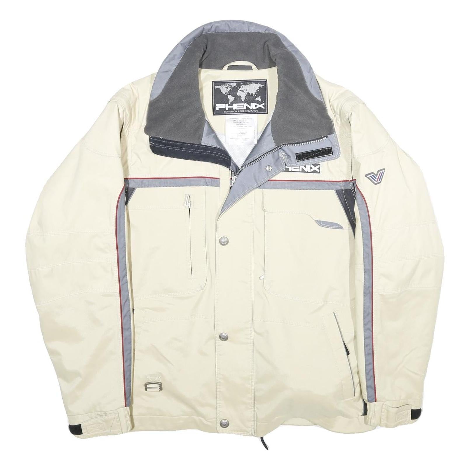 PHENIX Mens Cream & Grey Zip Jacket S Polyester Casual Outdoor Lightweight Refurbished - N/A refurbished available on Cerqular