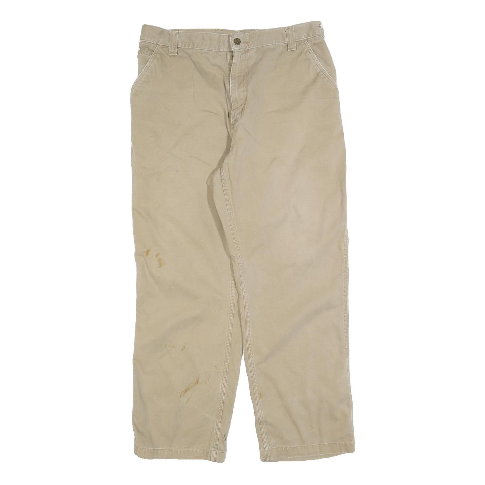 CARHARTT Mens Cotton Blend Beige Relaxed Straight Trousers W34 L30 Workwear Refurbished - N/A refurbished available on Cerqular