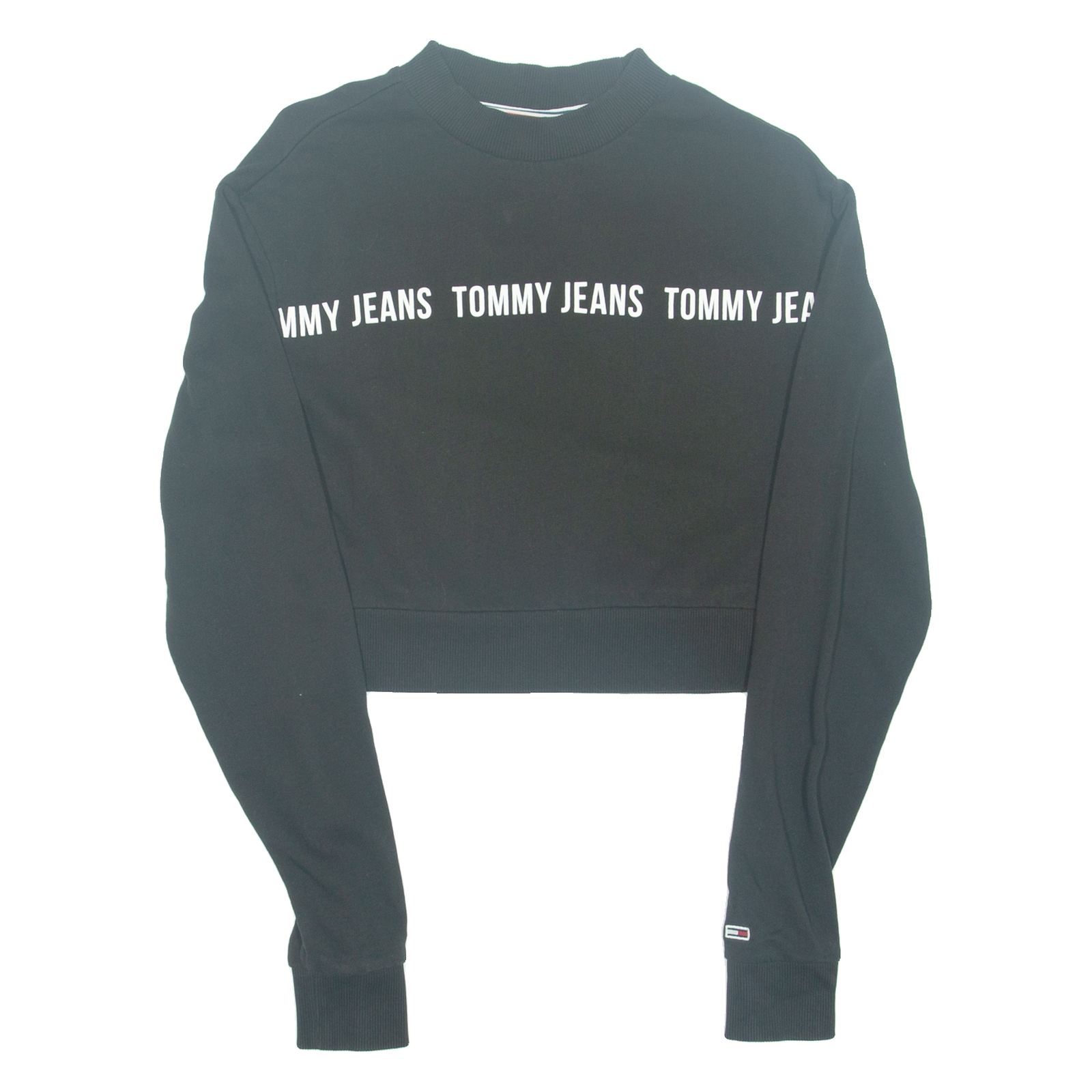 TOMMY HILFIGER Tommy Jeans Cropped Womens Sweatshirt Black XS Refurbished - N/A refurbished available on Cerqular