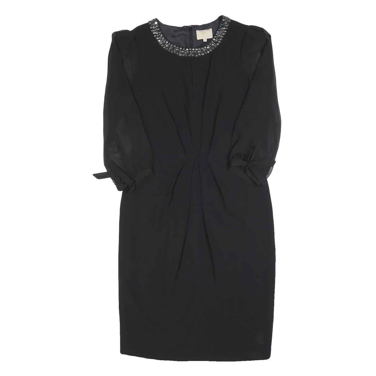 JENNY PACKHAM Womens Black Dress Polyester Blend Midi Beaded Neckline UK 12 Refurbished - N/A refurbished available on Cerqular