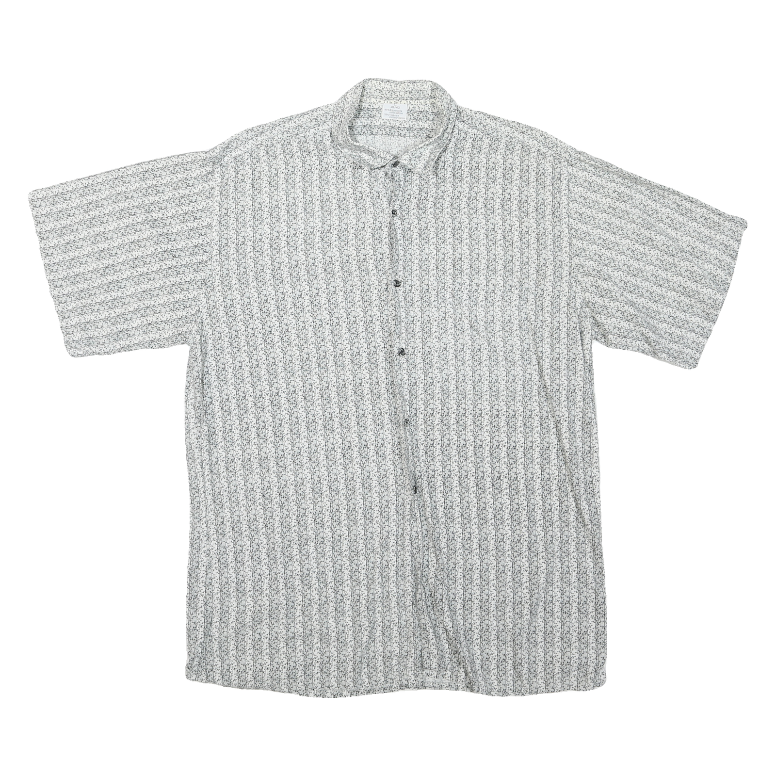 Mens White & Black Patterned Cotton Blend Shirt L Casual Button-Up Summer Refurbished - N/A refurbished available on Cerqular