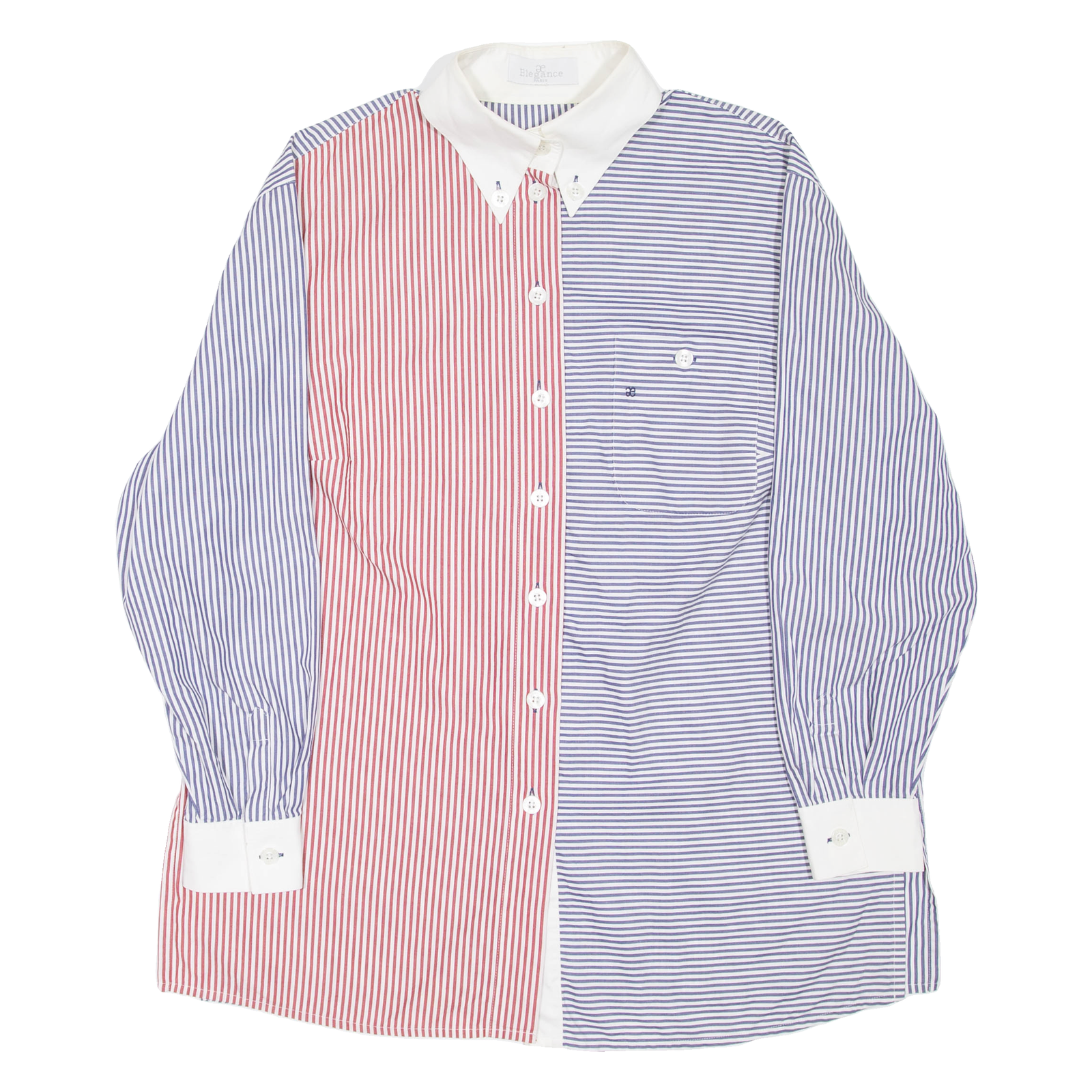 ELEGANCE Womens Printed Shirt Blue Collared Long Sleeve Striped XL Refurbished - N/A refurbished available on Cerqular