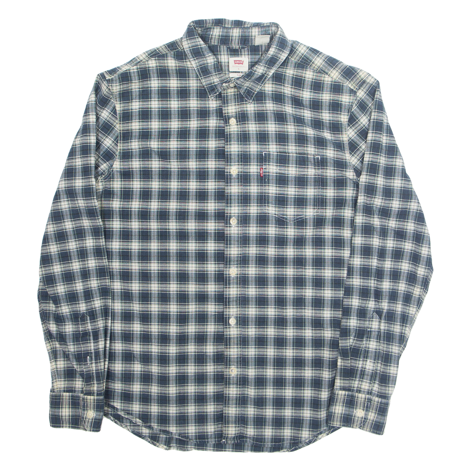 Buy LEVI'S Slim Fit Mens Shirt Blue Check Long Sleeve L Refurbished - $31.19 LEVI'S Slim Fit Mens Shirt Blue Check Long Sleeve L Refurbished - N/A refurbished available on Cerqular