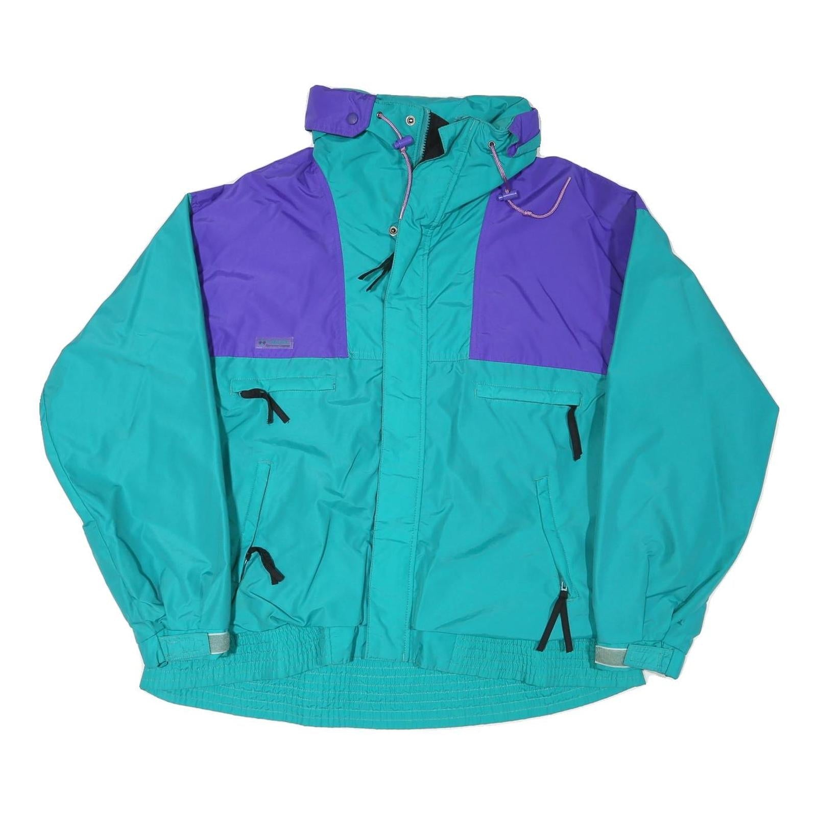 COLUMBIA Mens Blue & Purple Outdoor Jacket XL Polyester Blend Plain Zip Refurbished - N/A refurbished available on Cerqular