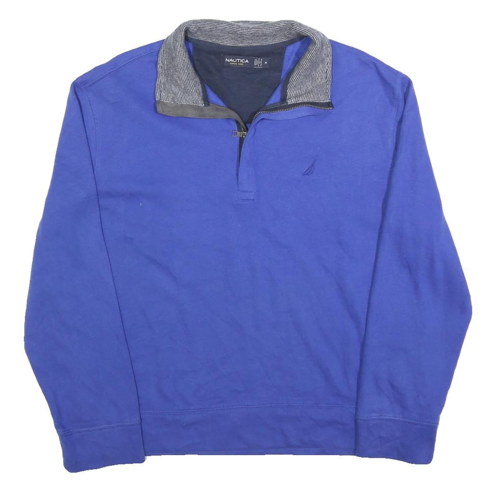 NAUTICA Mens Blue Pullover Sweatshirt M Cotton Blend Zip Collar Casual Wear Refurbished - N/A refurbished available on Cerqular