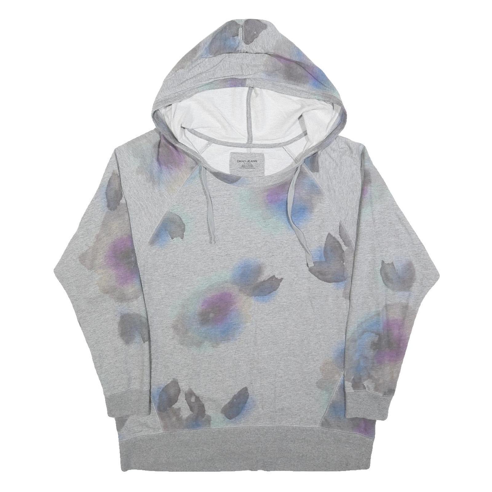 DKNY Womens Grey Multicolour Pattern Pullover Hoodie XL Casual Sweatshirt Refurbished - N/A refurbished available on Cerqular