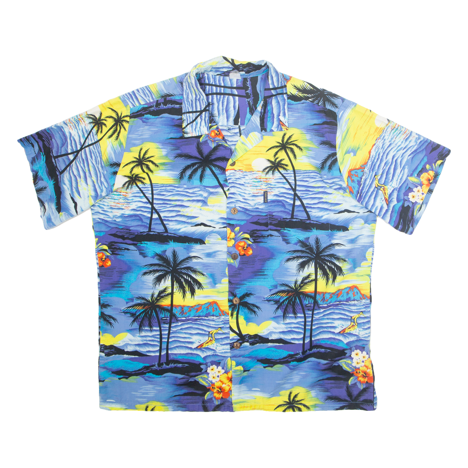 PALMWAVE Mens Hawaiian Shirt Blue Crazy Pattern L Refurbished - N/A refurbished available on Cerqular