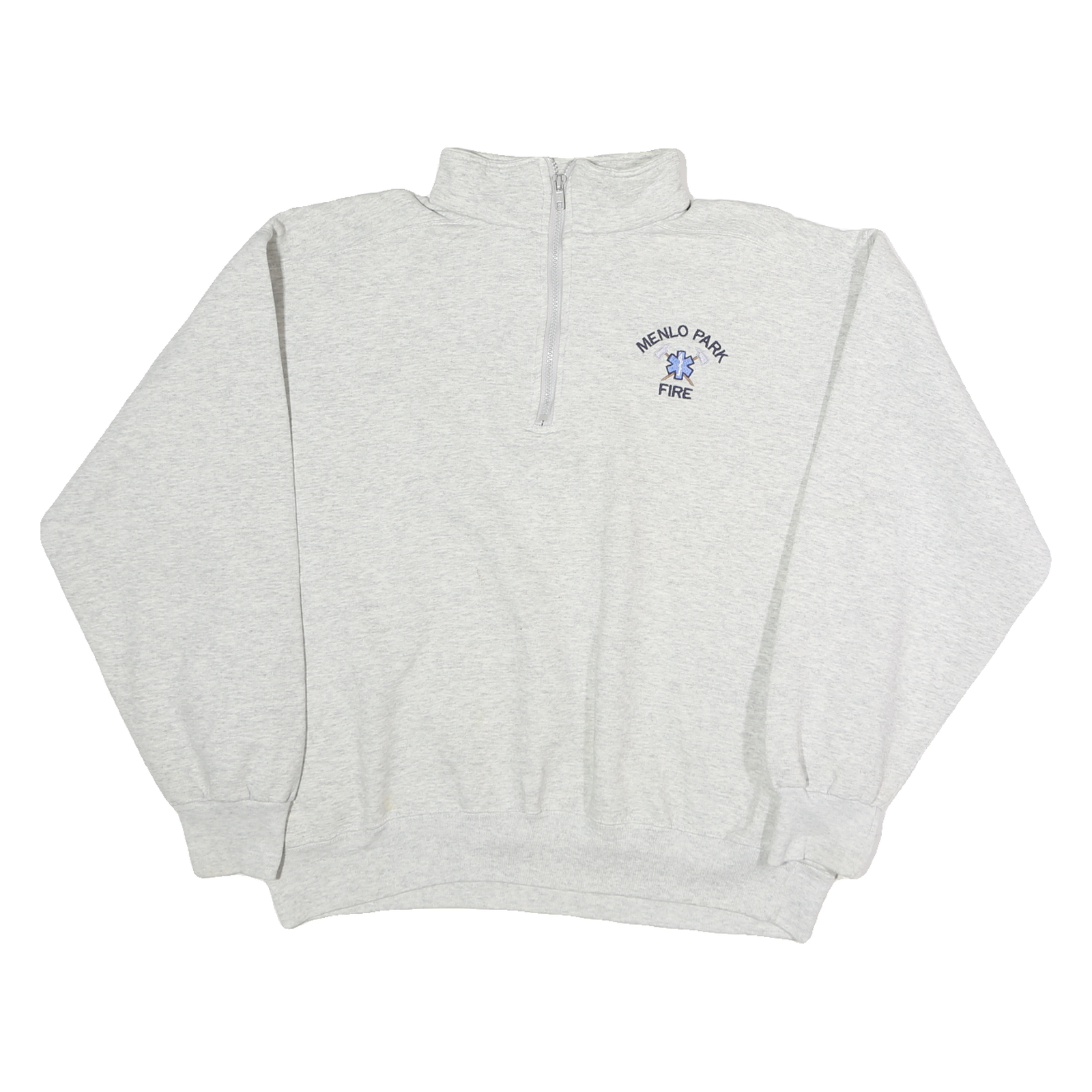 SPORTSMASTER Mens Grey Menlo Park Fire 1/4 Zip Pullover L Cotton Jersey Casual Refurbished - N/A refurbished available on Cerqular