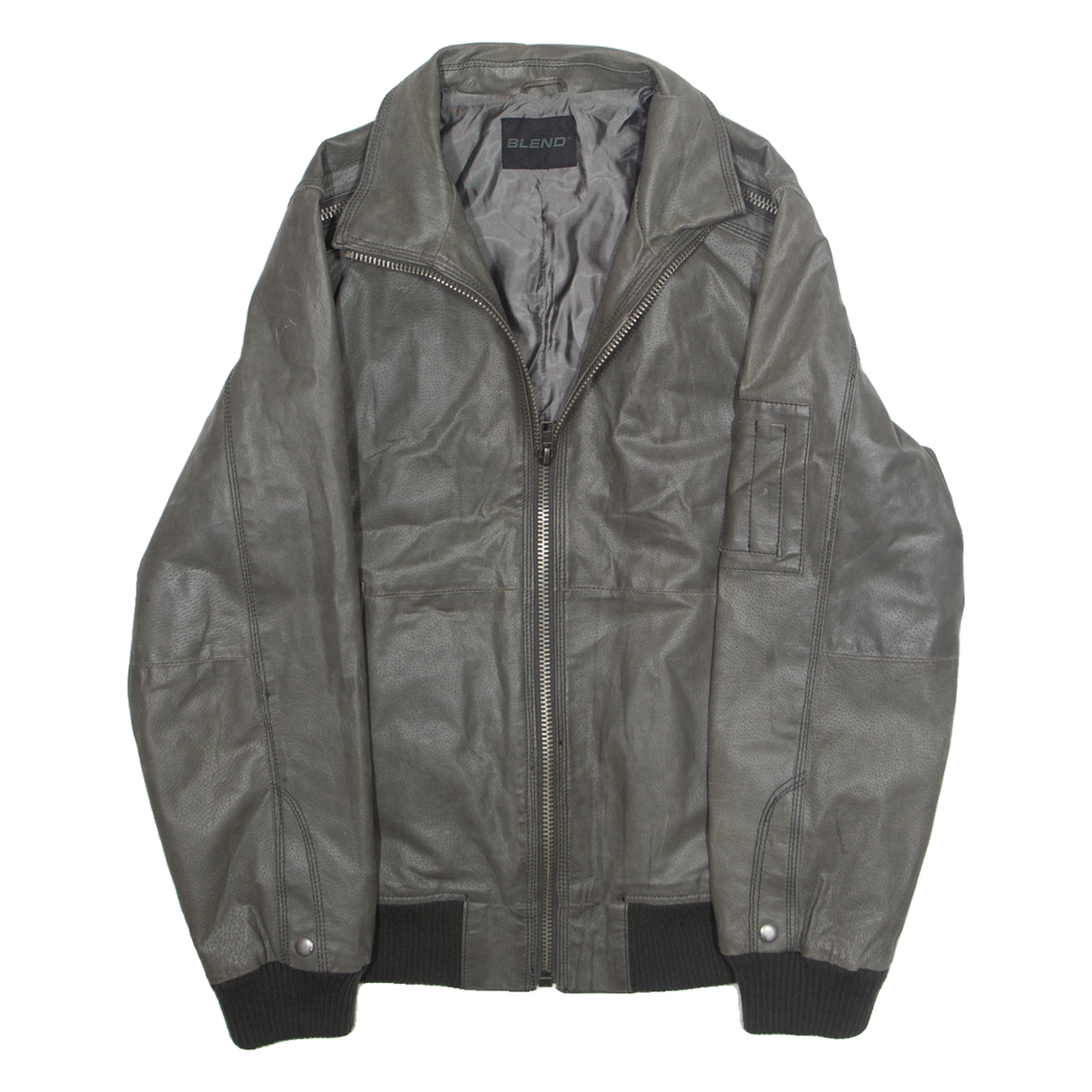 BLEND Mens Biker Jacket Grey L Refurbished - N/A refurbished available on Cerqular