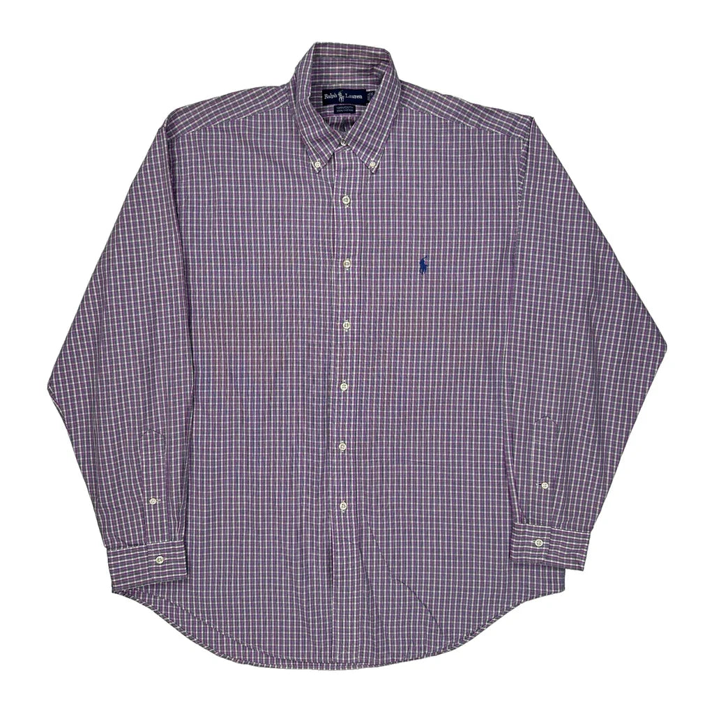 Ralph Lauren Checked Shirt - Large Purple Cotton Refurbished - Thrifted (note: this is a term often used to describe second- refurbished available on Cerqular
