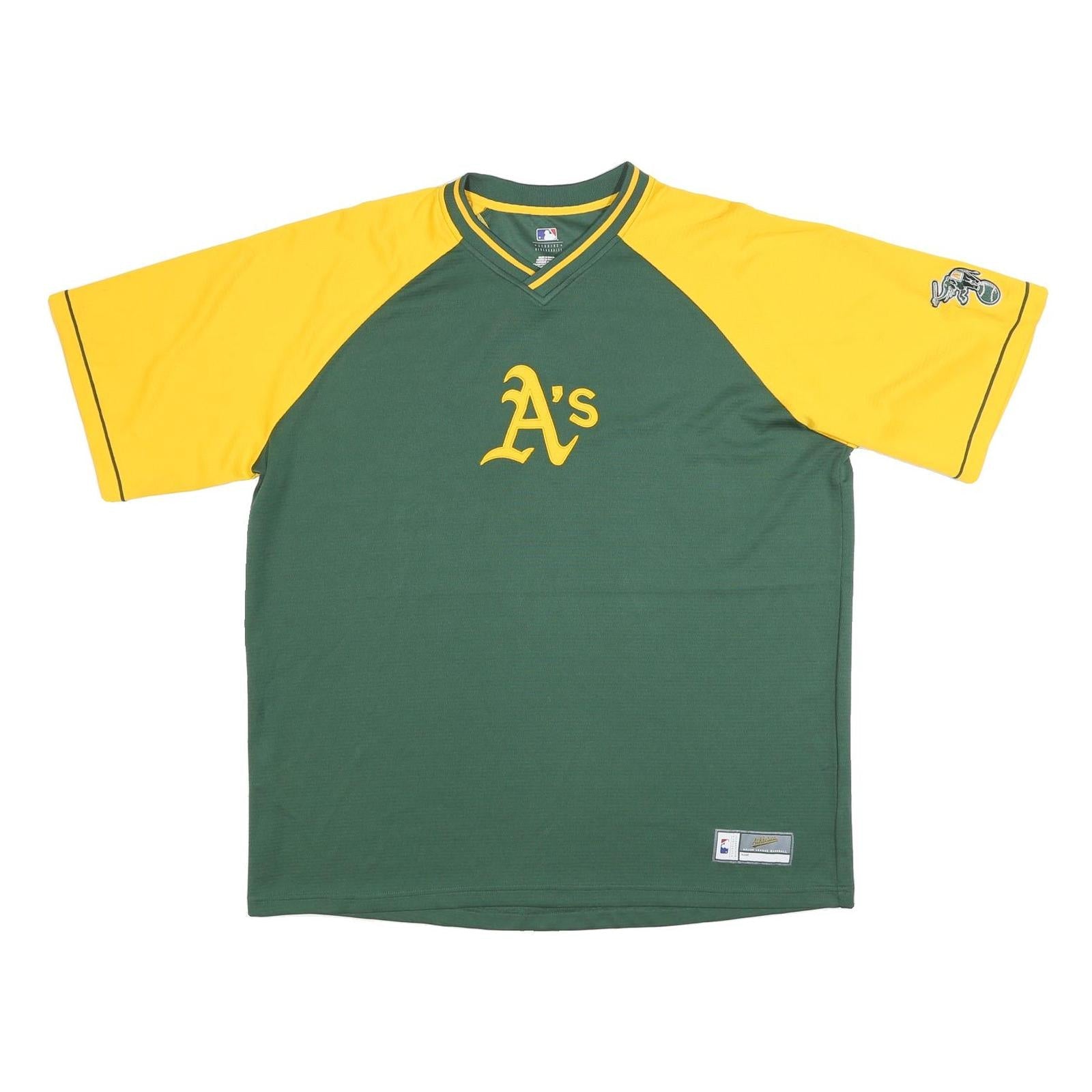 MLB Mens Green & Yellow Oakland A's Graphic T-Shirt 2XL Short Sleeve V-Neck Refurbished - N/A refurbished available on Cerqular