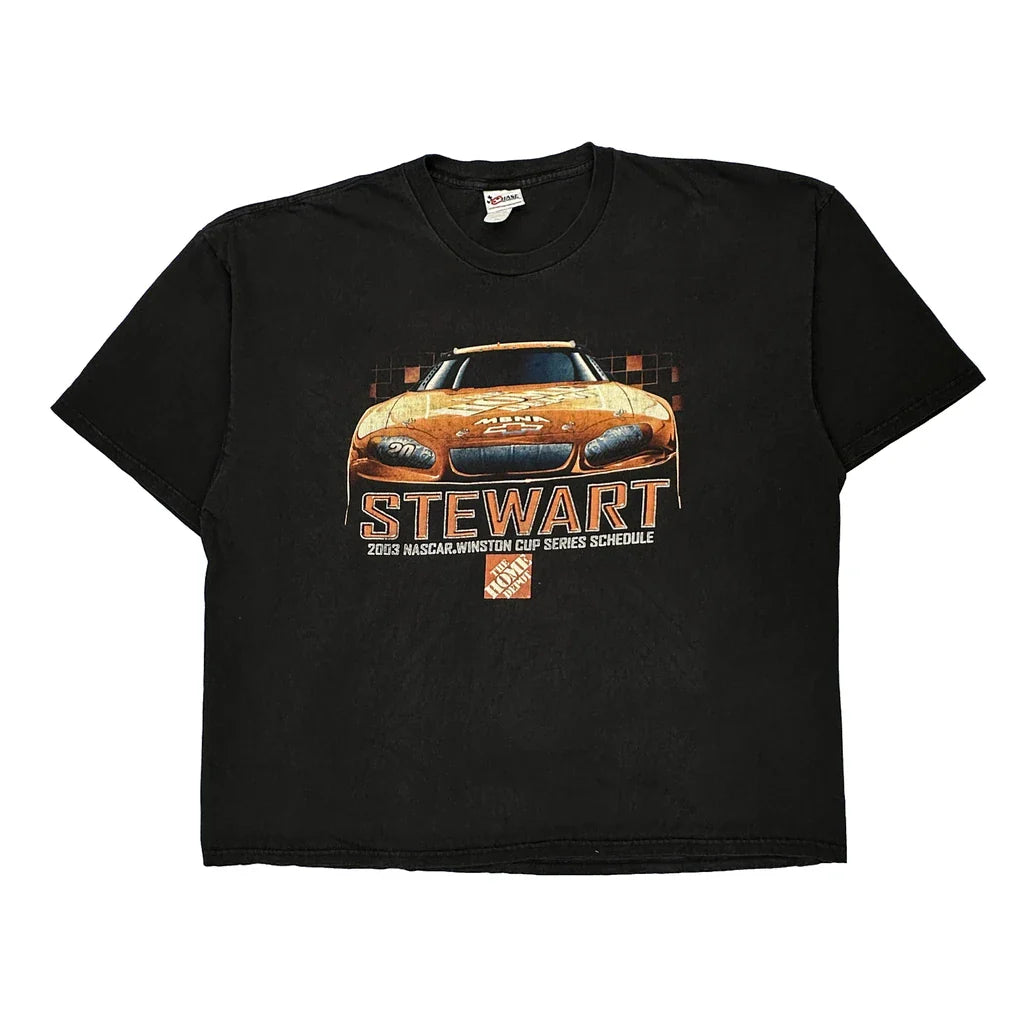 2003 Nascar Winston Cup Series Schedule Chase Authentics Nascar T-Shirt - 3XL Black Cotton Refurbished - Thrifted (note: this is a term often used to describe second- refurbished available on Cerqular