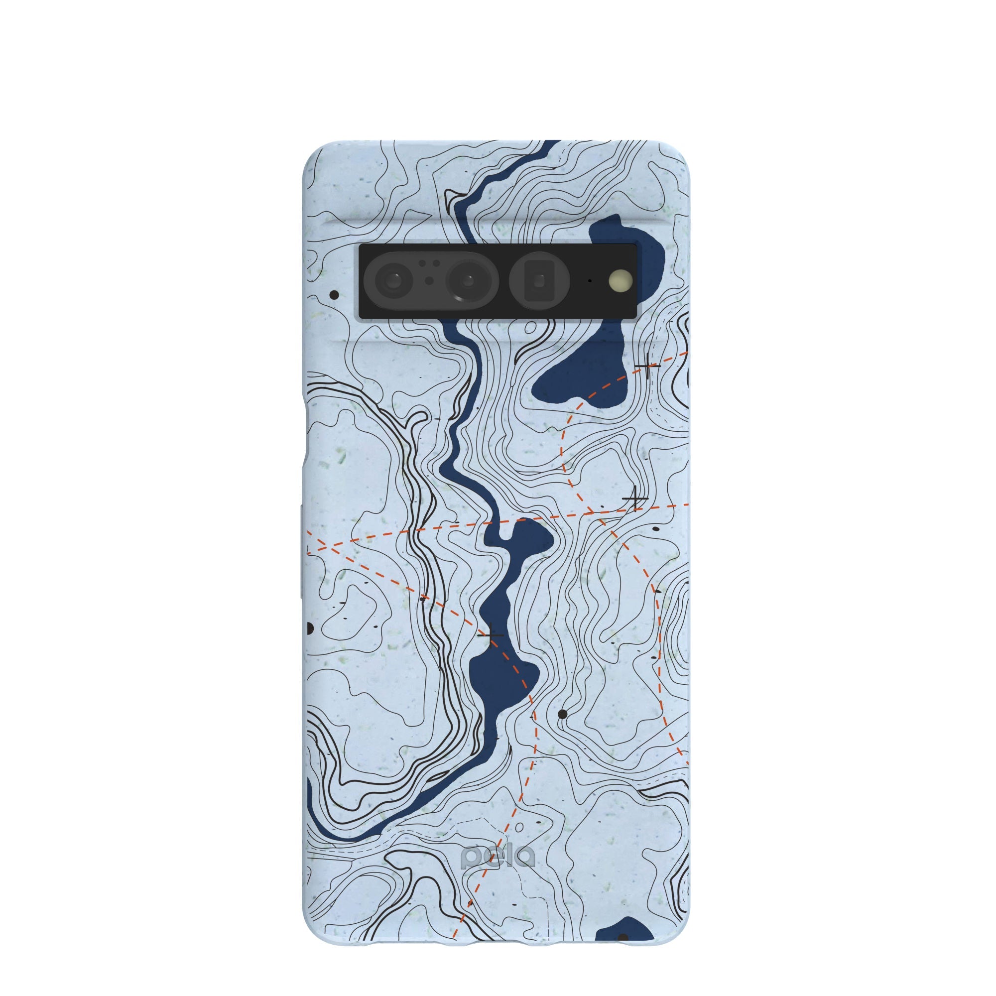 Powder Blue Contour Lines Google Pixel 7 Pro Case Refurbished - Pela Case refurbished available on Cerqular