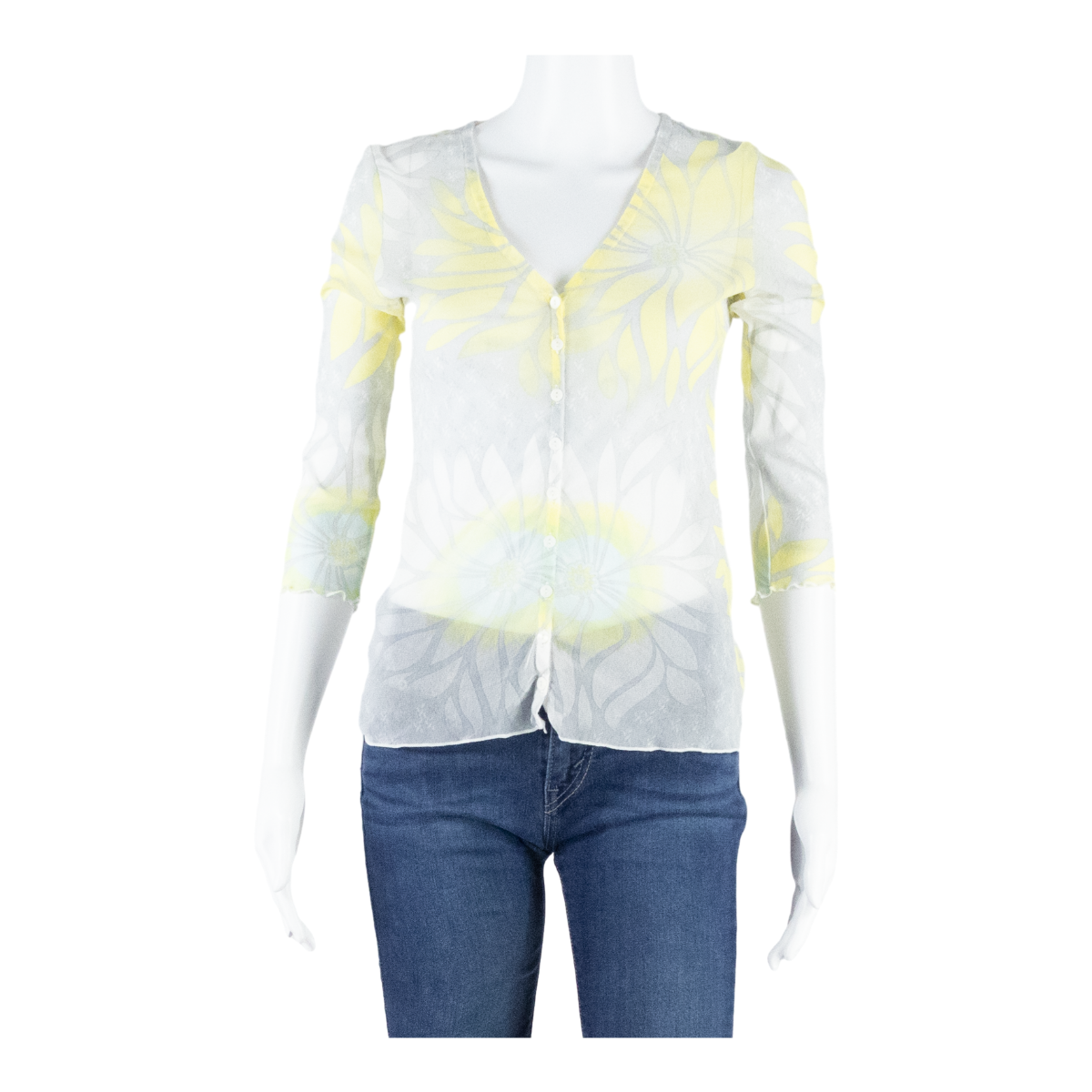COAST Belted Womens Printed Shirt Grey V-Neck 3/4 Sleeve Floral UK 12 Refurbished - N/A refurbished available on Cerqular