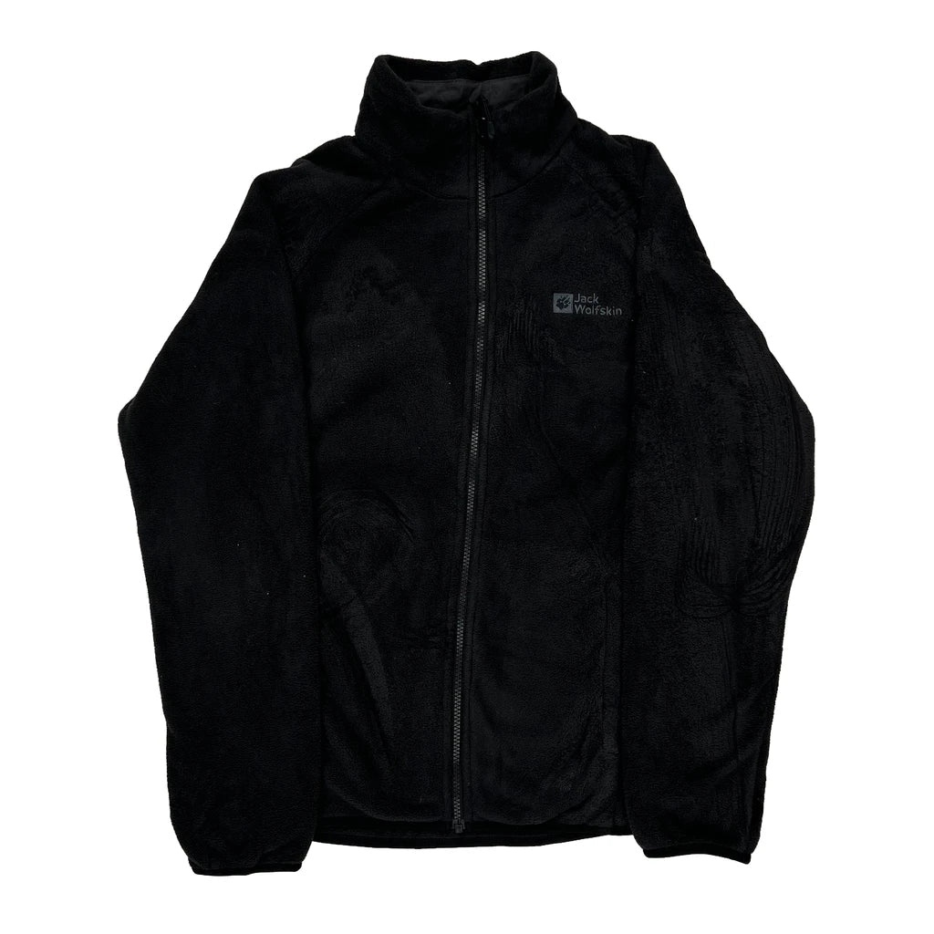 Jack Wolfskin Fleece Jacket - Medium Black Polyester Refurbished - Thrifted (note: this is a term often used to describe second- refurbished available on Cerqular