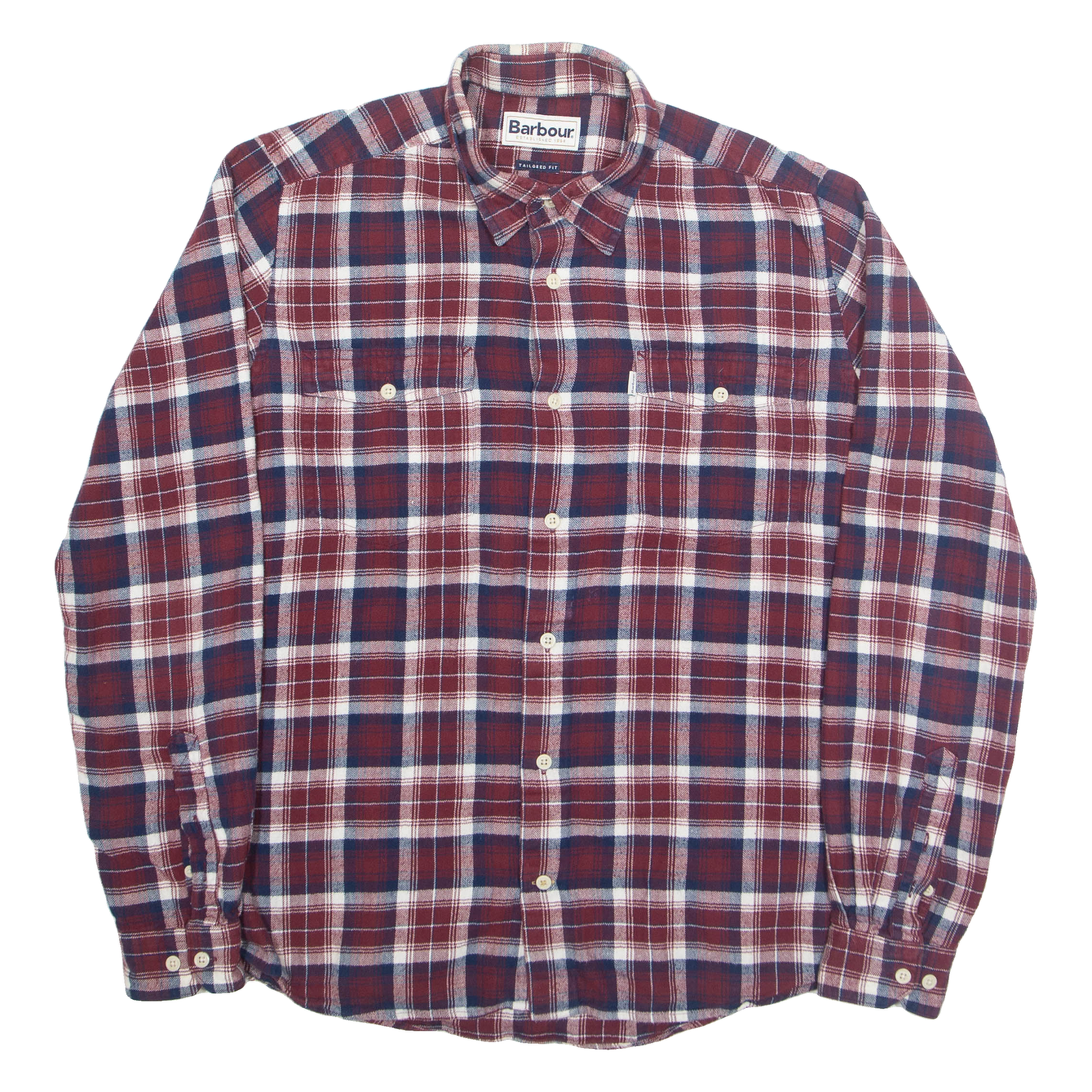 BARBOUR Mens Shirt Maroon Check Long Sleeve M Refurbished - N/A refurbished available on Cerqular