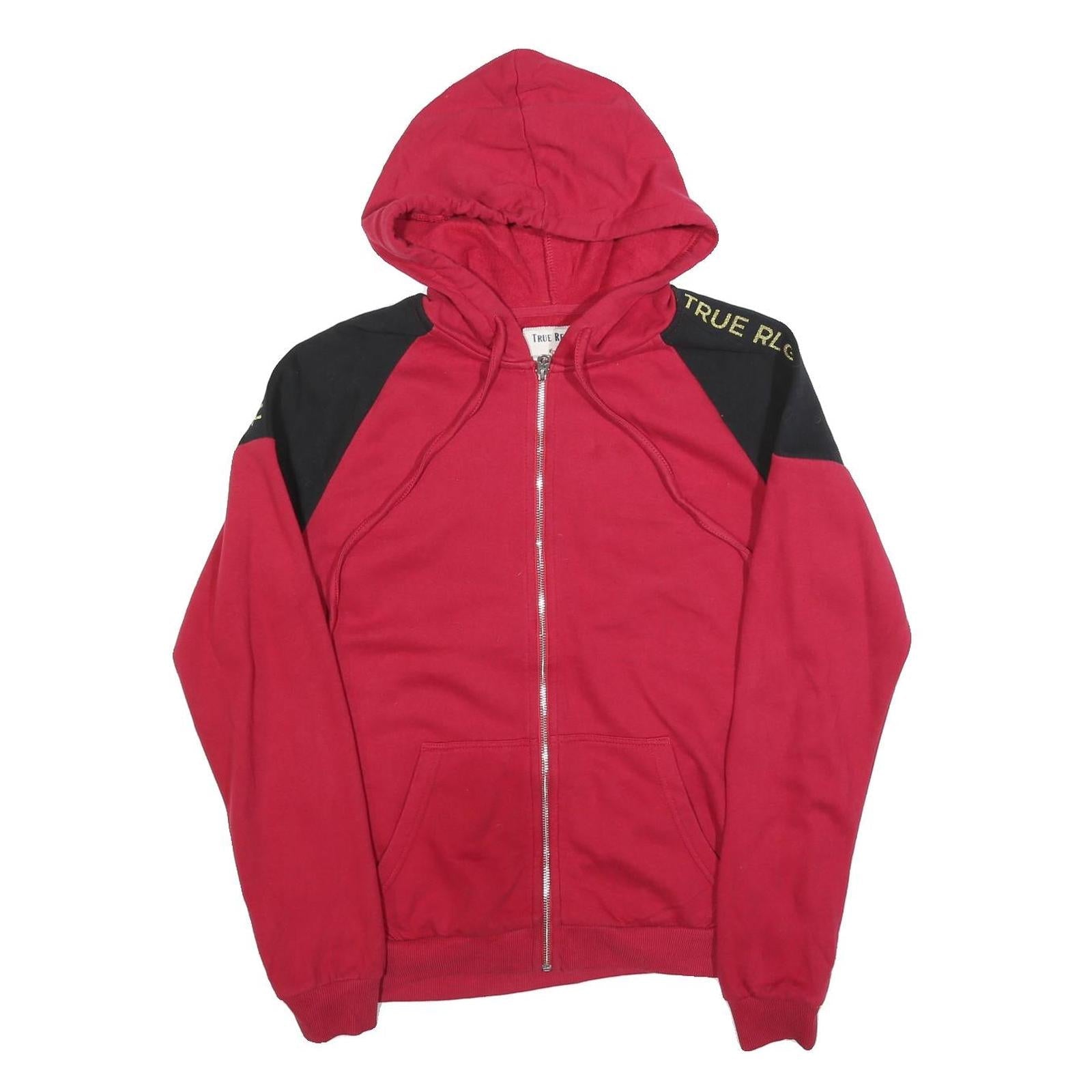 TRUE RELIGION Womens Red & Black Full Zip Hoodie XL Casual Cotton Blend Refurbished - N/A refurbished available on Cerqular