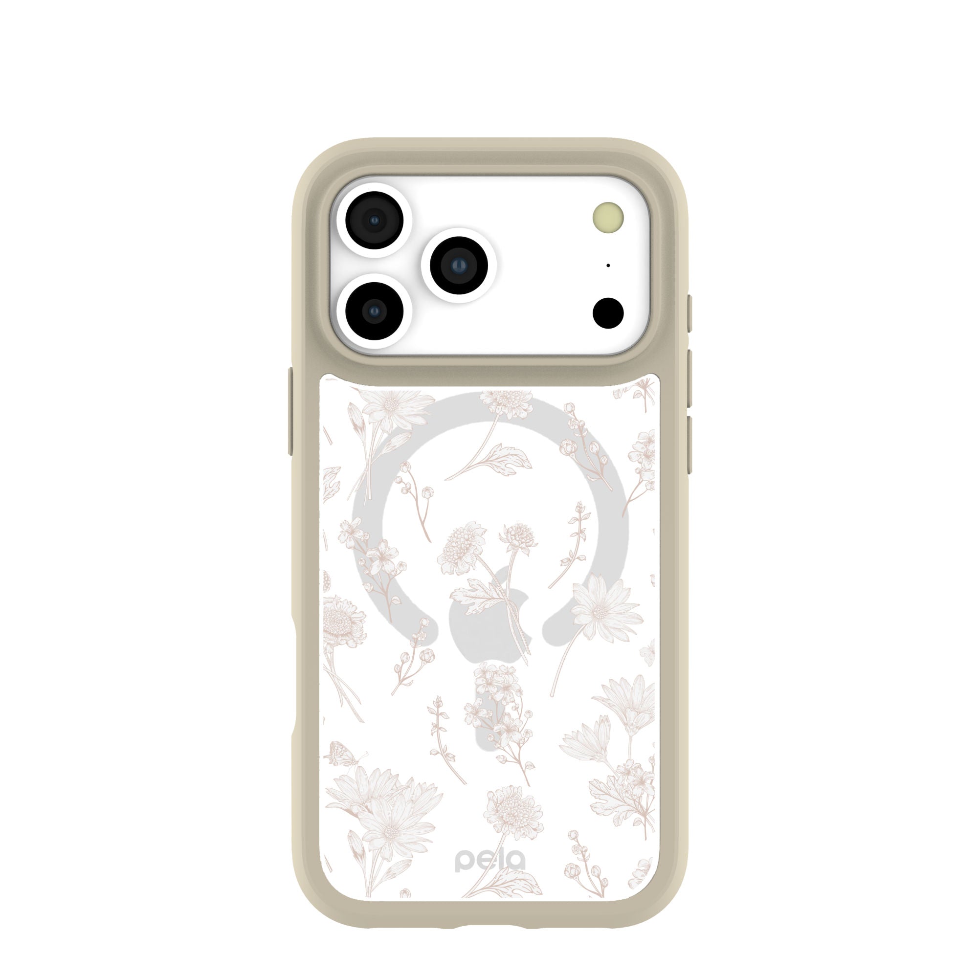 Clear Vanilla Flora iPhone 17 Pro Max Case With London Fog Ridge (MagSafe included) Refurbished - Pela Case refurbished available on Cerqular