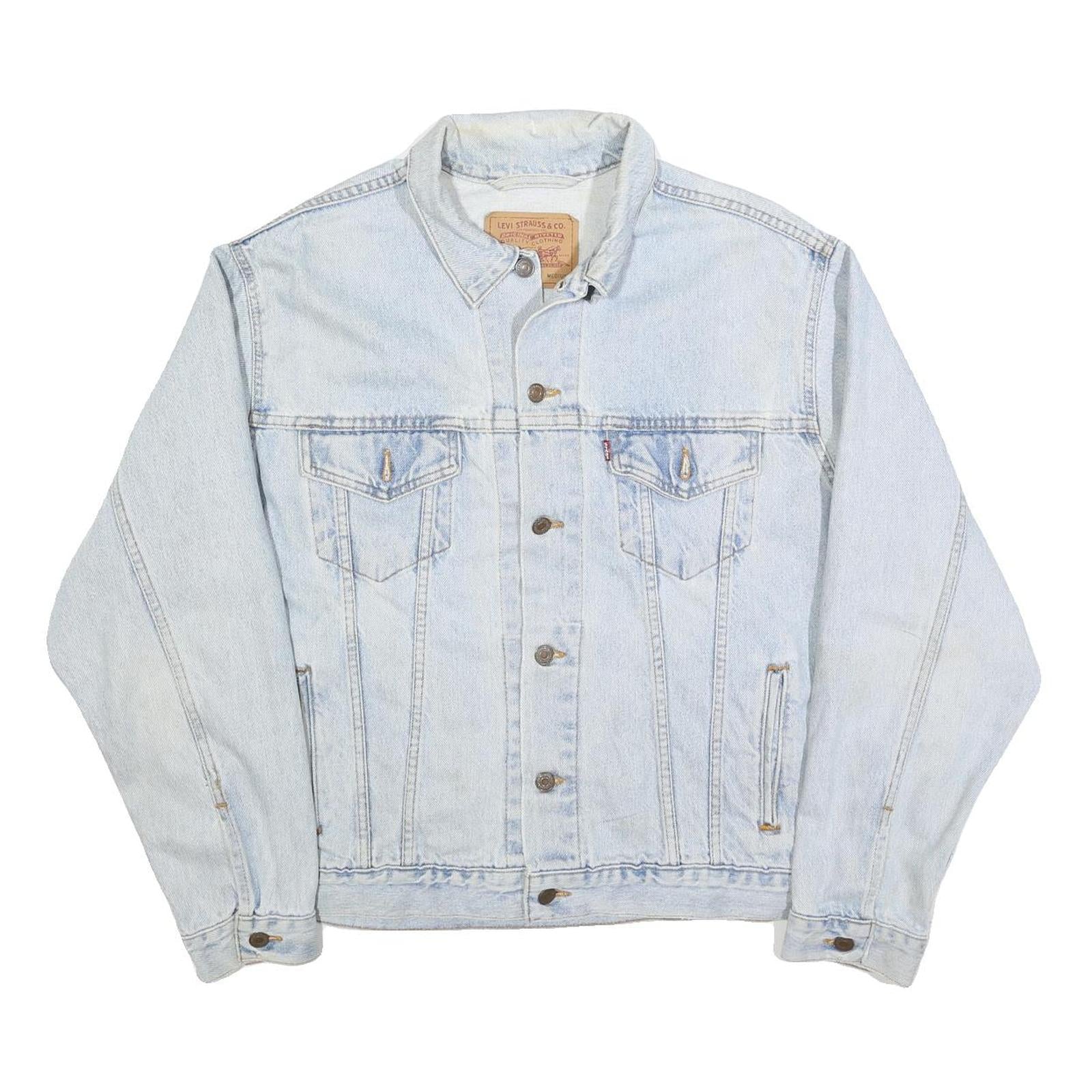 LEVI'S Mens Blue Cotton Denim Jacket M Button Plain Classic Casual Outerwear Refurbished - N/A refurbished available on Cerqular