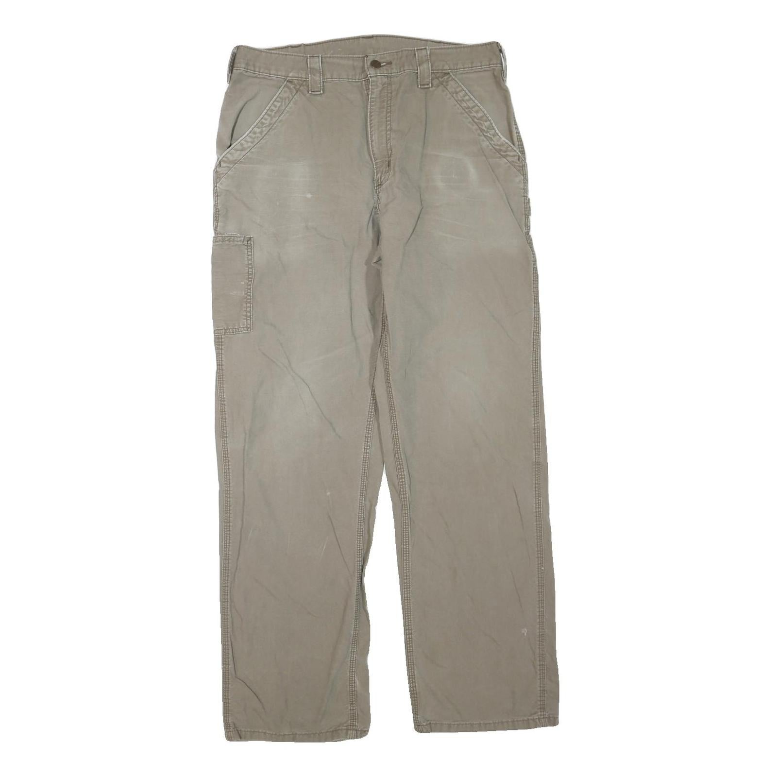 CARHARTT Mens Cotton Blend Beige Regular Straight Trousers W34 L34 Workwear Refurbished - N/A refurbished available on Cerqular