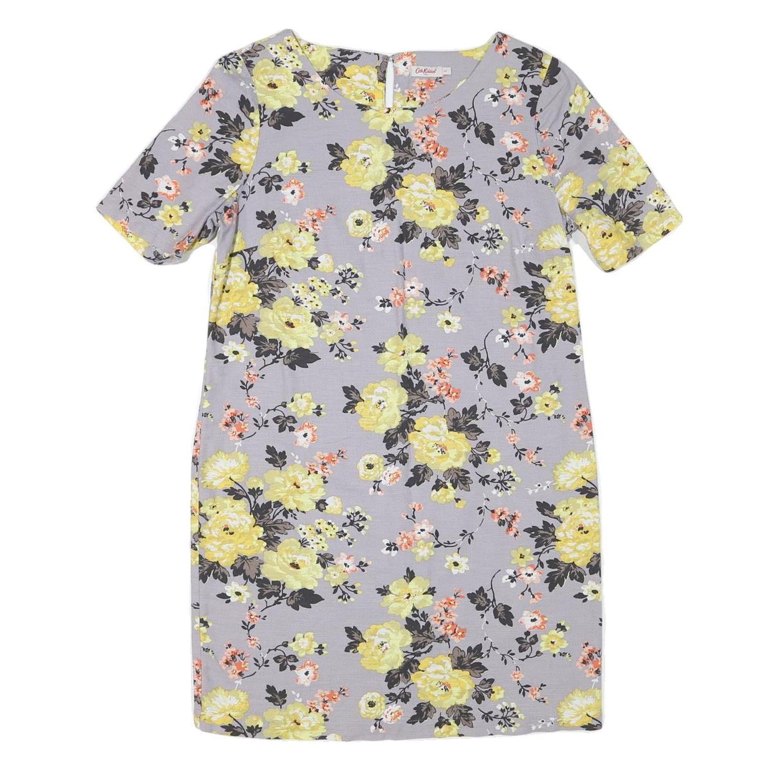 CATH KIDSTON Womens Grey Yellow Floral Day Dress Polyester Blend Short Sleeve UK Refurbished - N/A refurbished available on Cerqular
