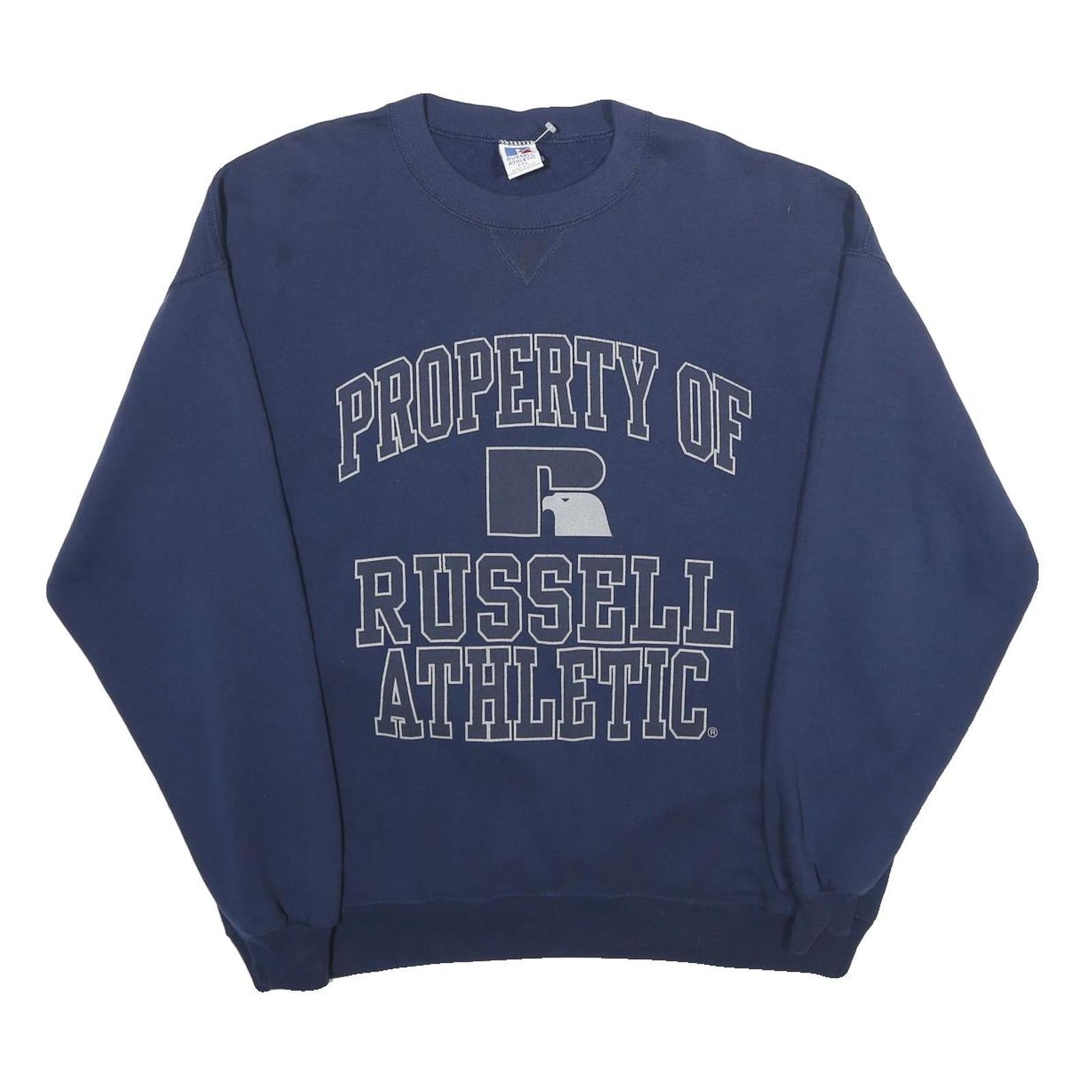 RUSSELL ATHLETIC Mens Navy Blue Cotton Blend Crew Neck 2XL Sweatshirt Refurbished - N/A refurbished available on Cerqular