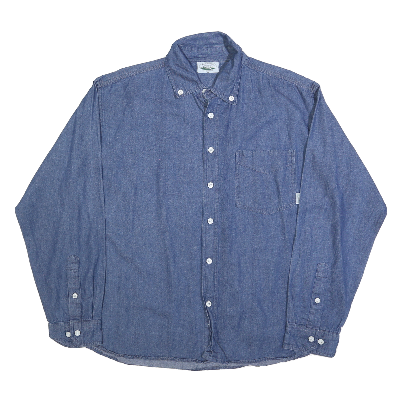 WOODLAND CREEK Mens Blue Cotton Shirt M Button-Down Collar Long Sleeve Casual Refurbished - N/A refurbished available on Cerqular